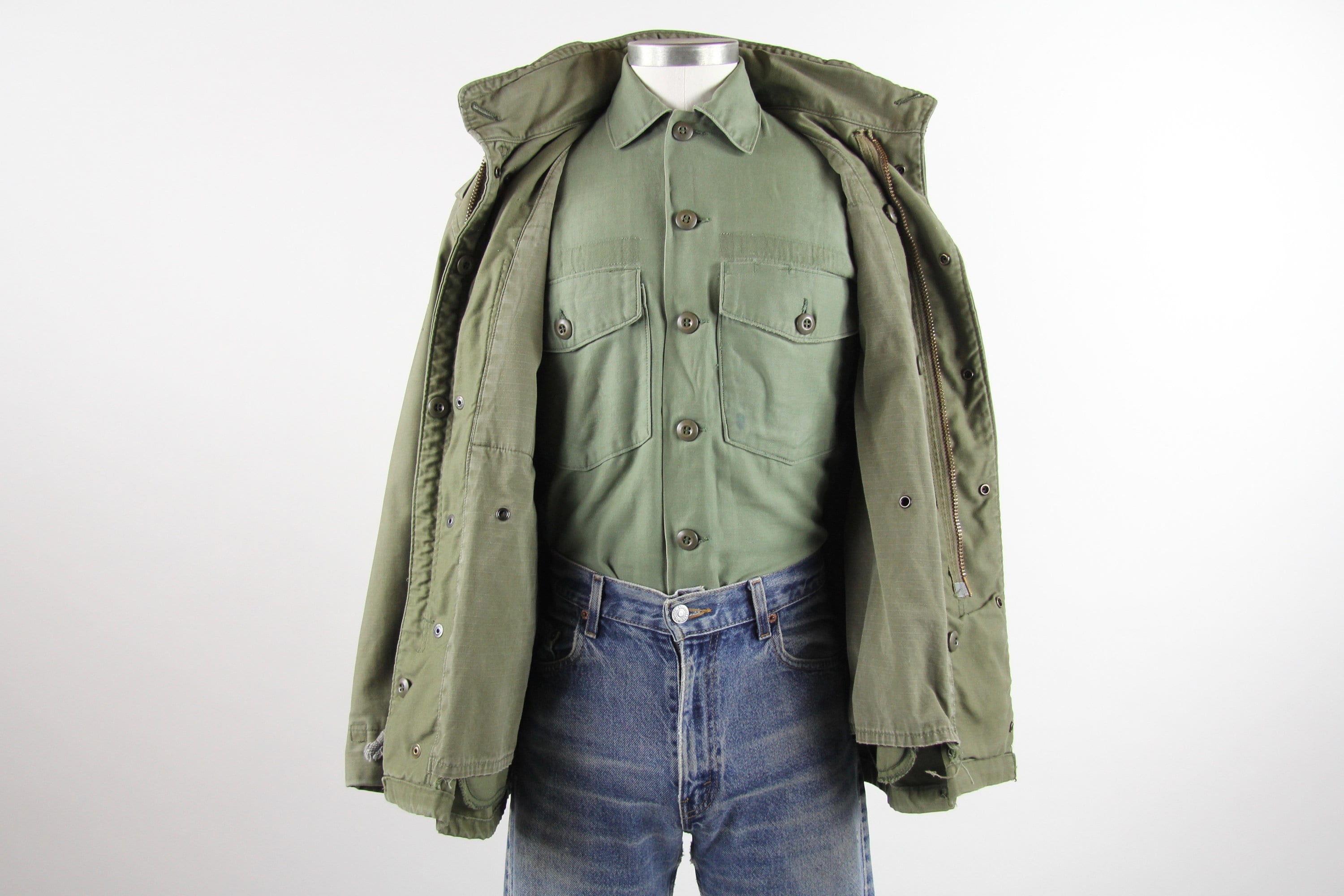 OG107 Field Jacket Olive Green Military Coat Vietnam 70's Jacket Size