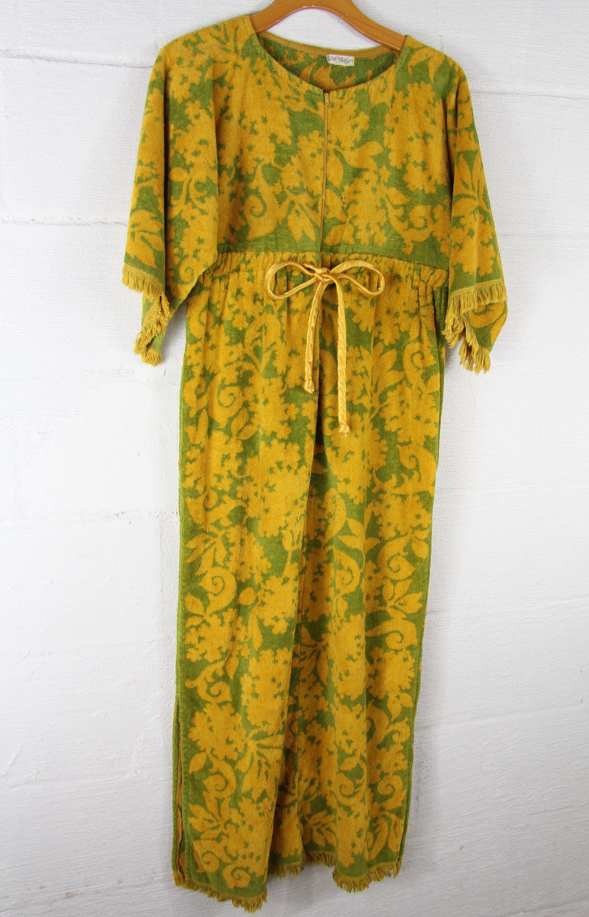 Rare Vintage 50s Lord & Taylor Towel Bathrobe Bath Gown Dress Medium