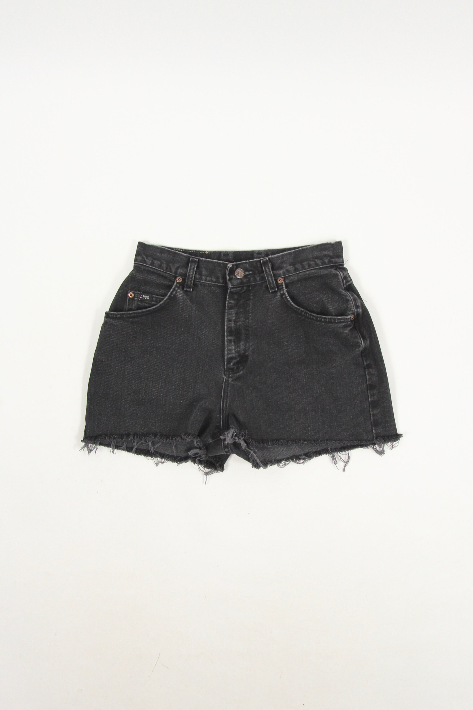 Women's Black Shorts LEE Black High Waisted Cut Off Summer Shorts
