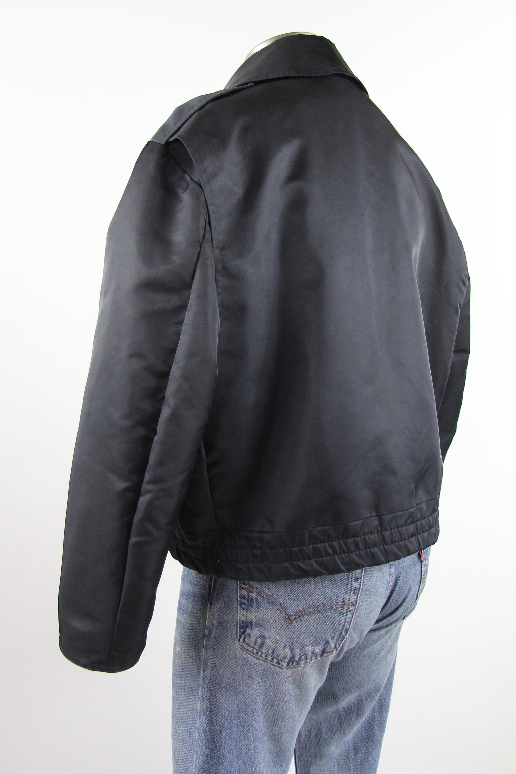 60's Fireman Bomber Jacket Men's Navy Blue Coat with Gold Buttons