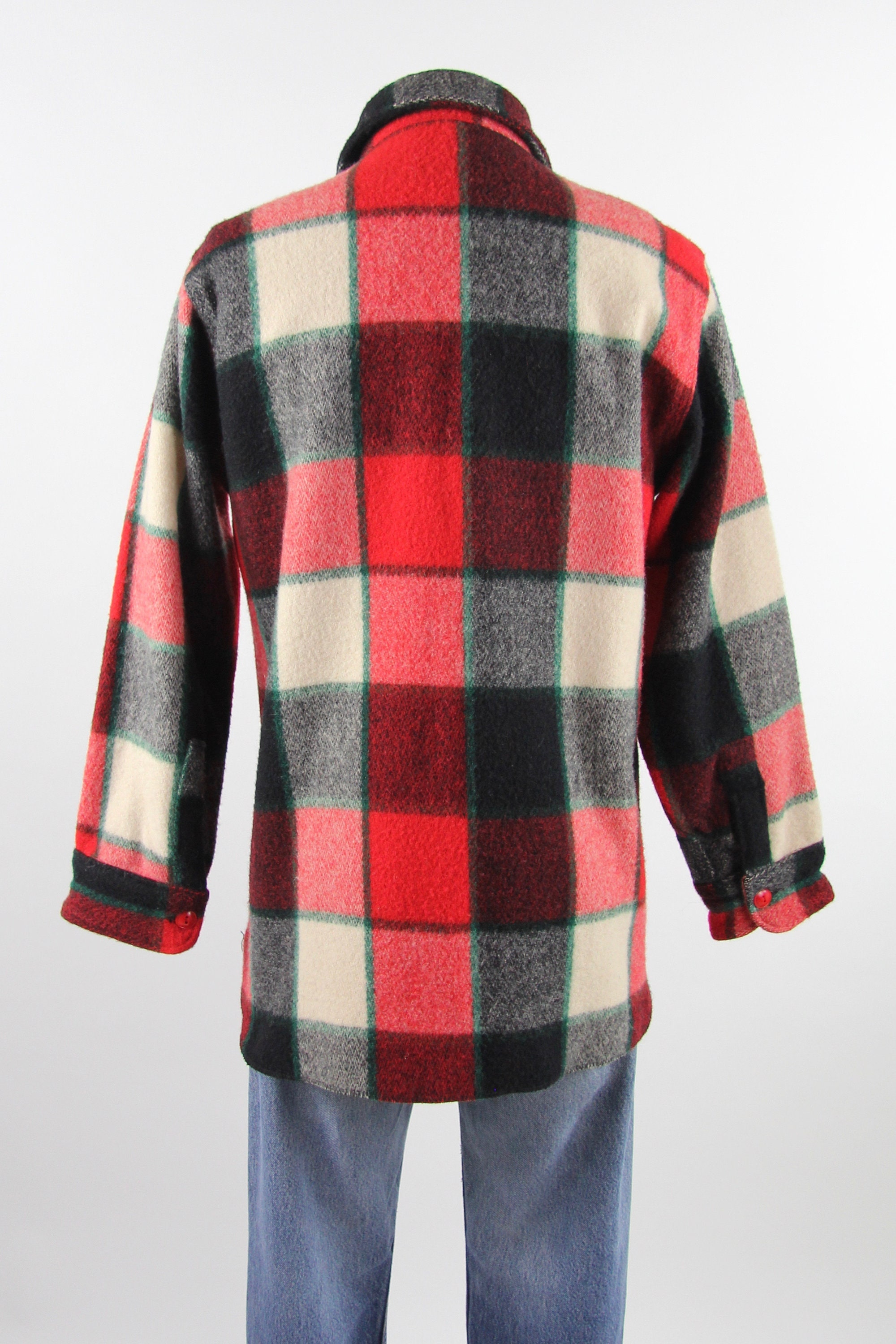 Woolrich Plaid Jacket Vintage Wool Men's Four Pocket Coat Size Medium