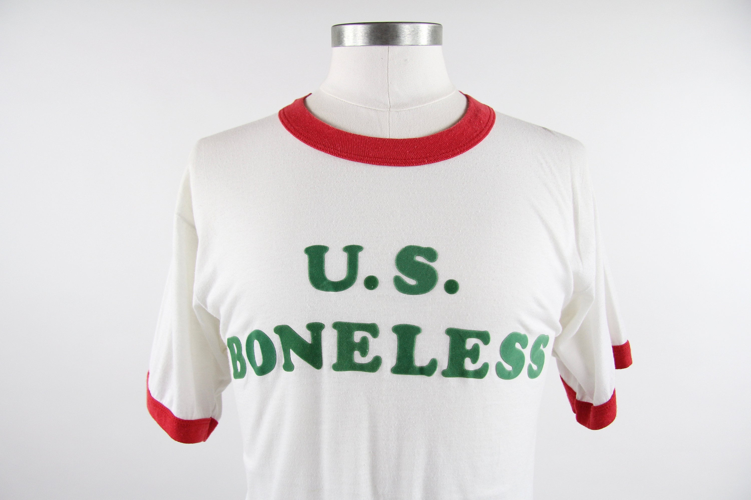 Vintage 70's Ringer TShirt U.S. Boneless Felt Iron On Tee Shirt Men's