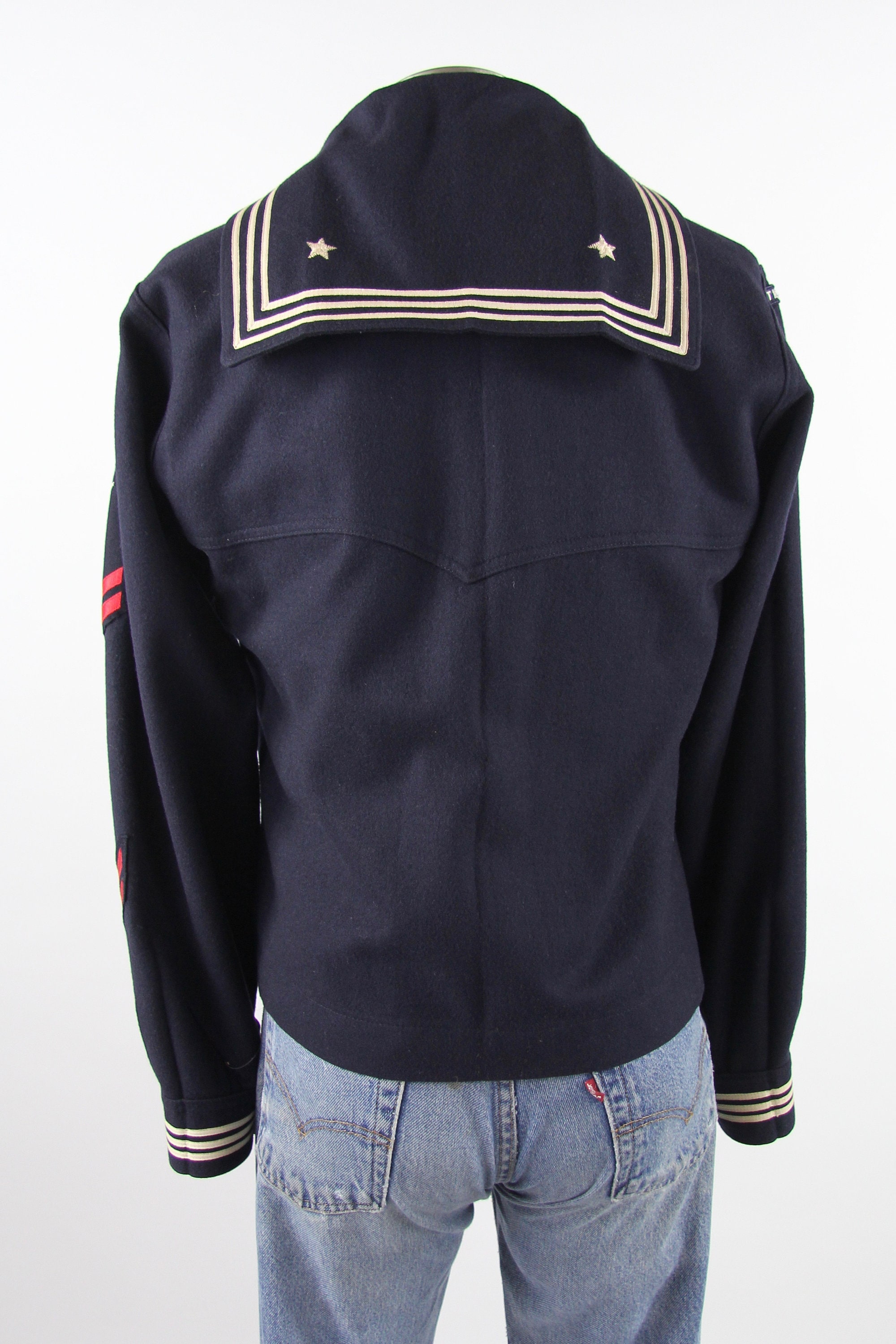 Men's Sailor Shirt Navy Military Shirt Long Sleeve Wool Pullover