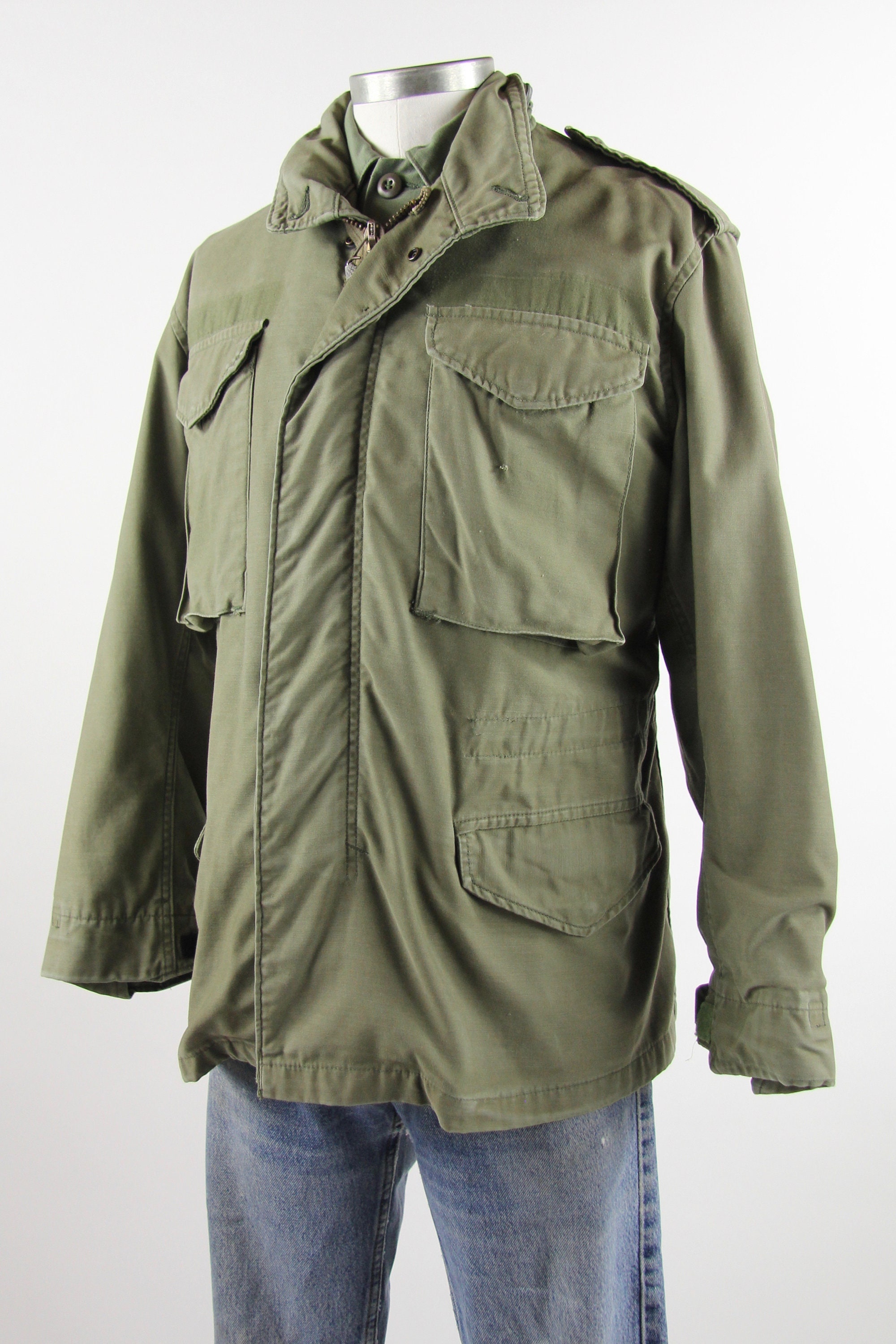OG107 Field Jacket Olive Green Military Coat Vietnam 70's Jacket Size