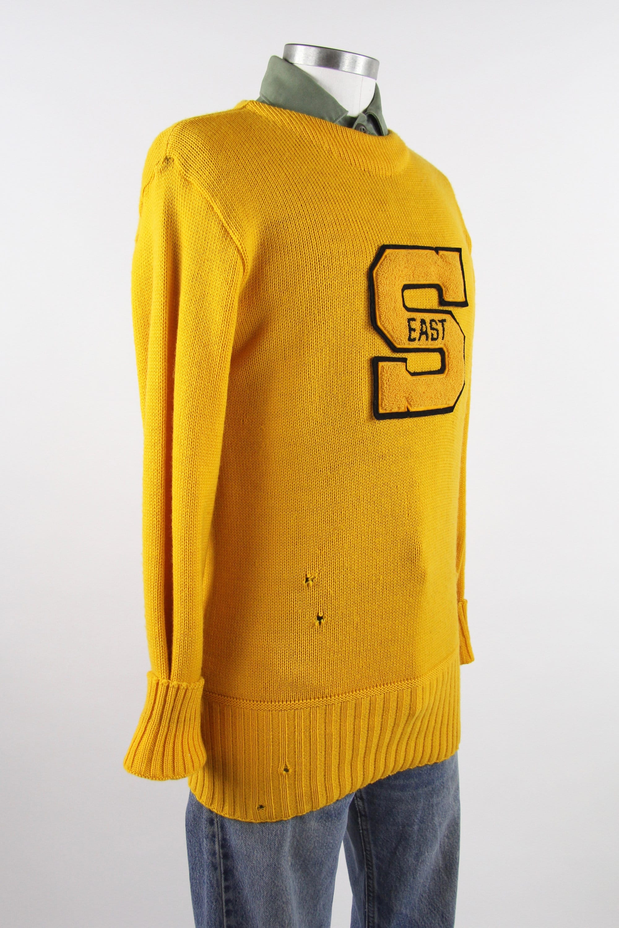 1950's Varsity Sweater Yellow Letterman Pullover Sweater Gerry's Sport