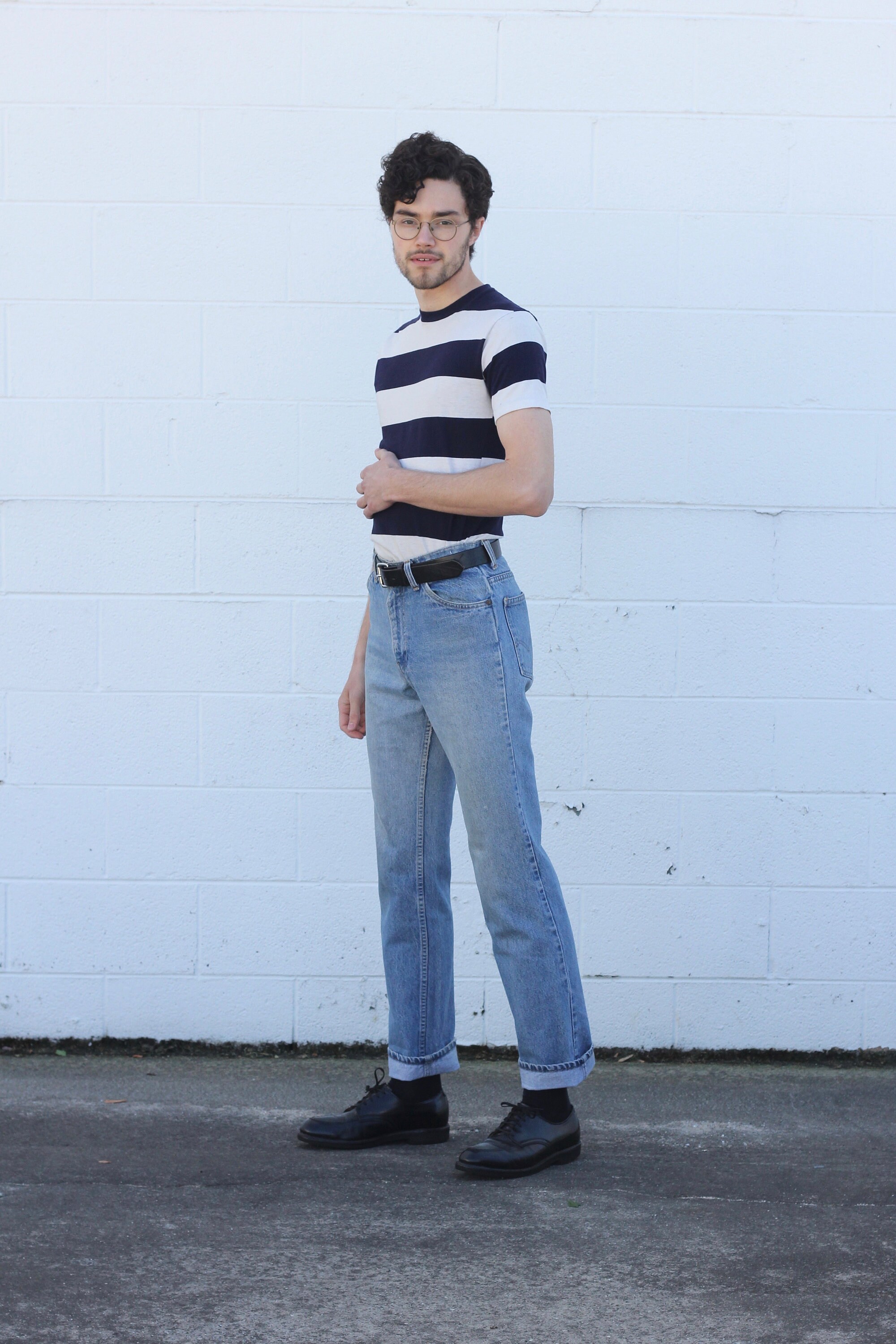 orange high waisted jeans