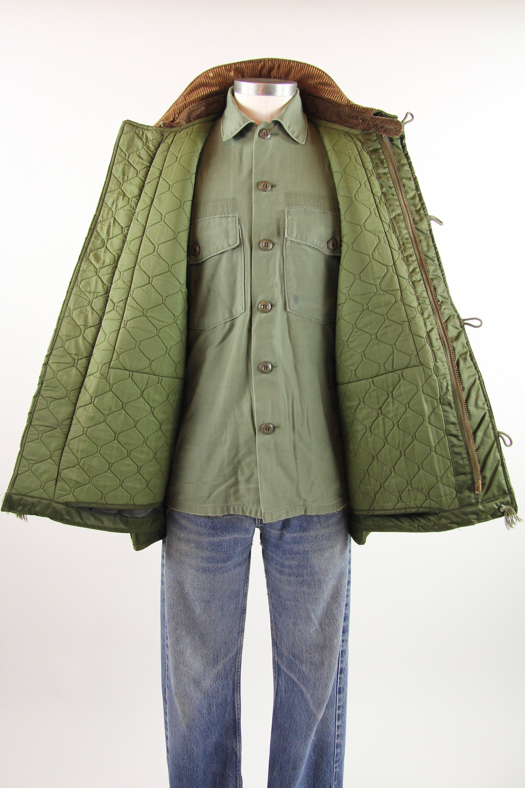 Korean War Coat Thick Military Insulated Vintage Men's Jacket Size Large