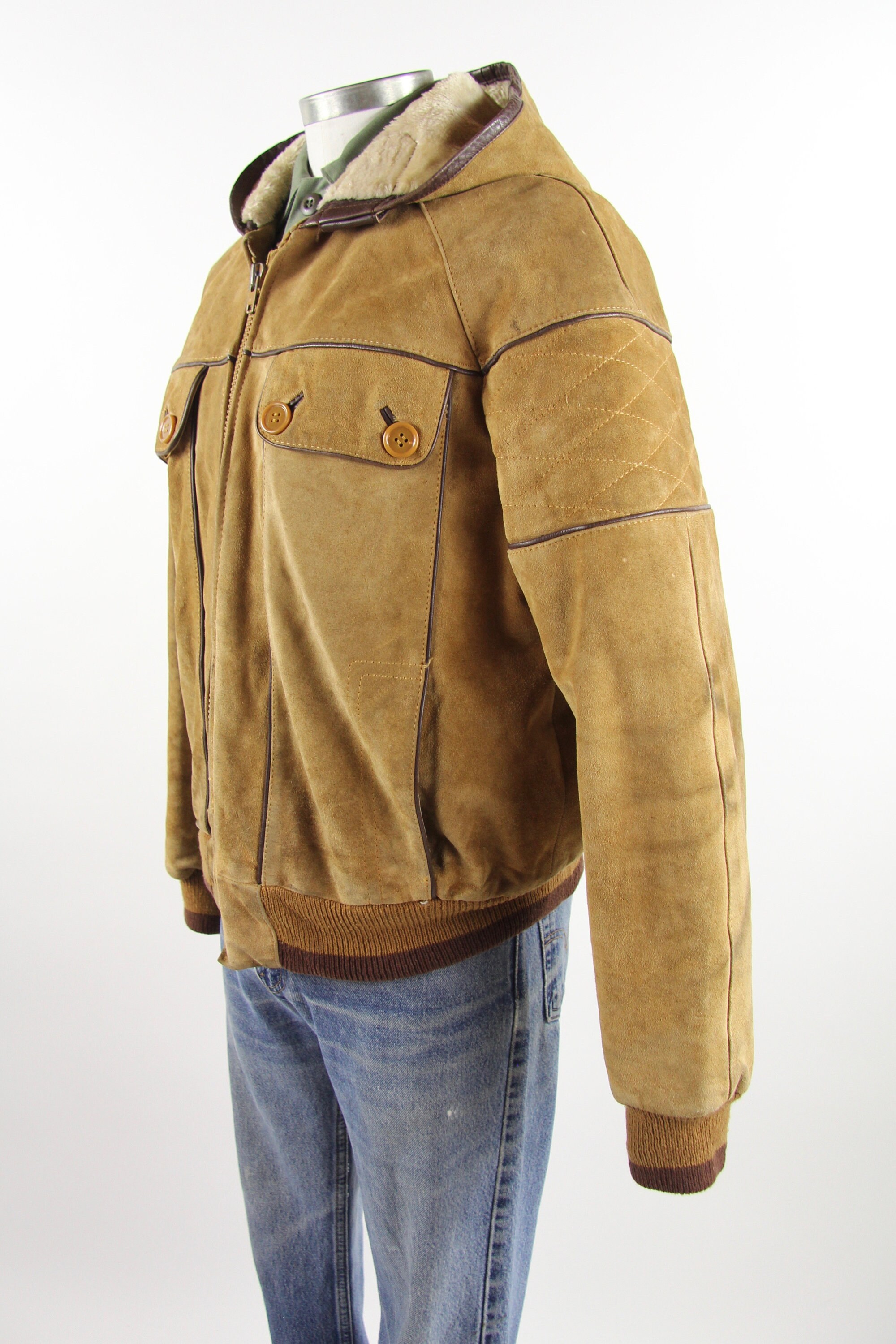 brown leather zip up jacket
