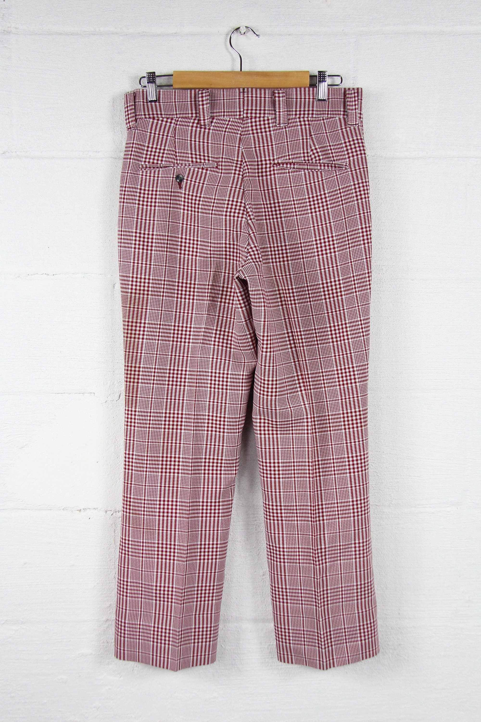 70's Plaid Polyester Men's Pants Vintage Size 31x28