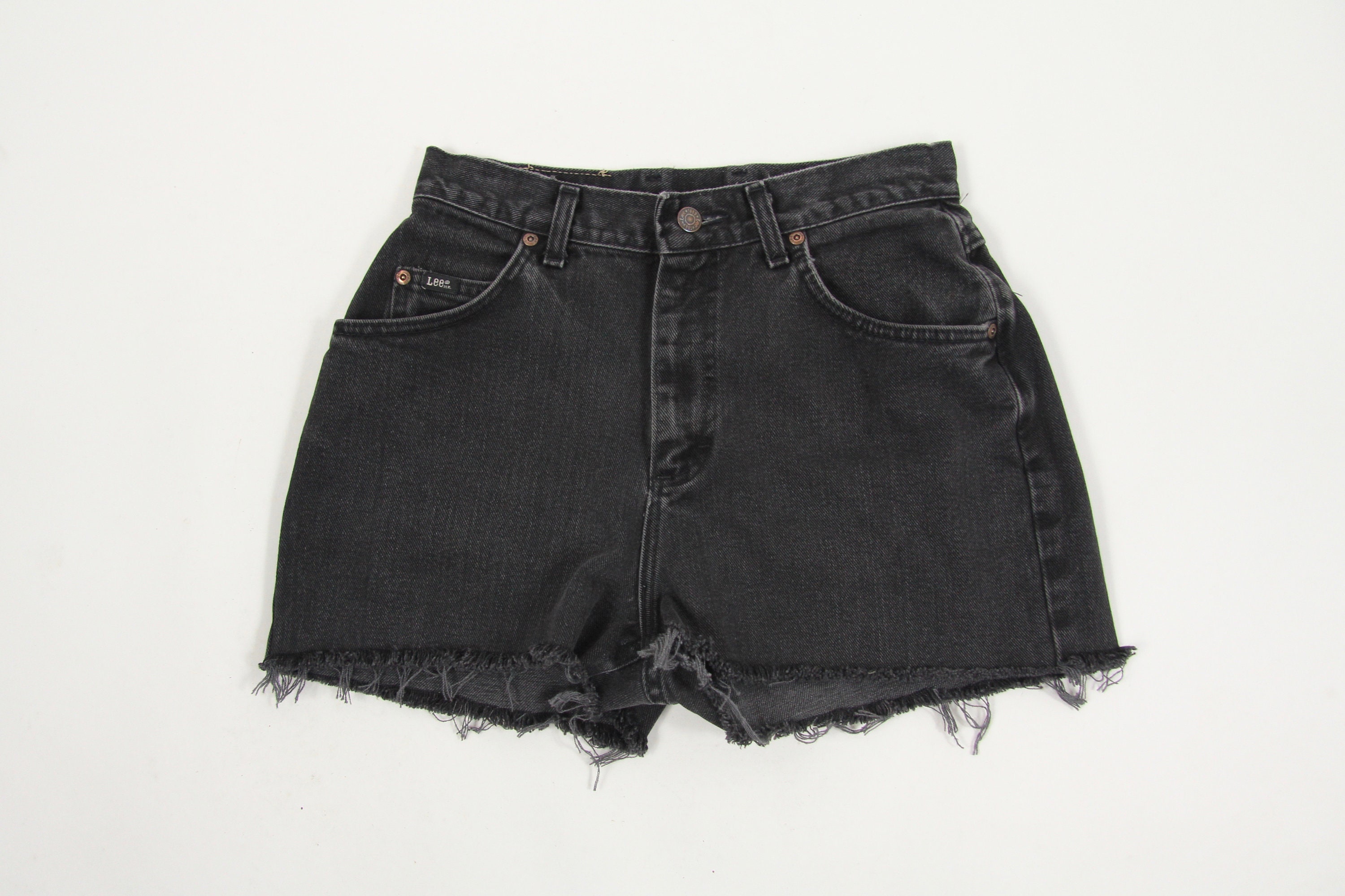 Women's Black Shorts LEE Black High Waisted Cut Off Summer Shorts