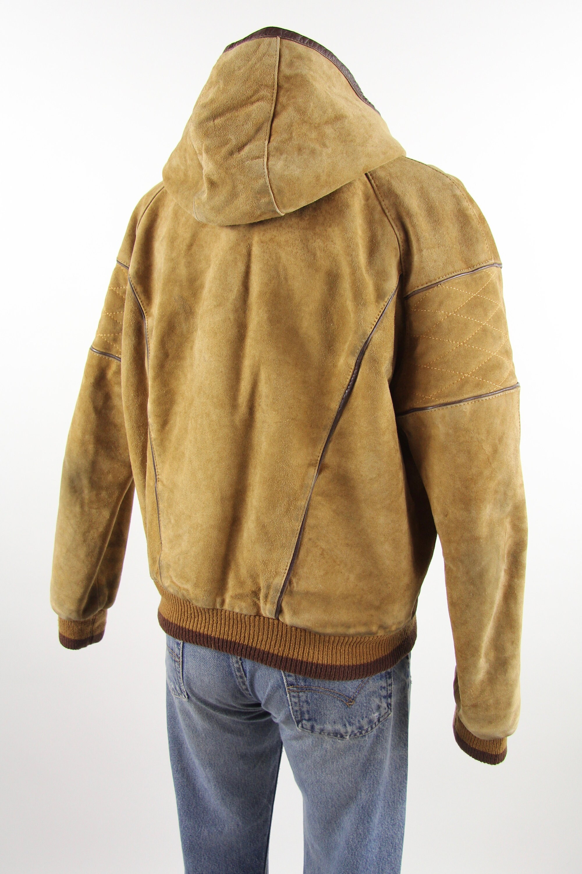 brown leather zip up jacket