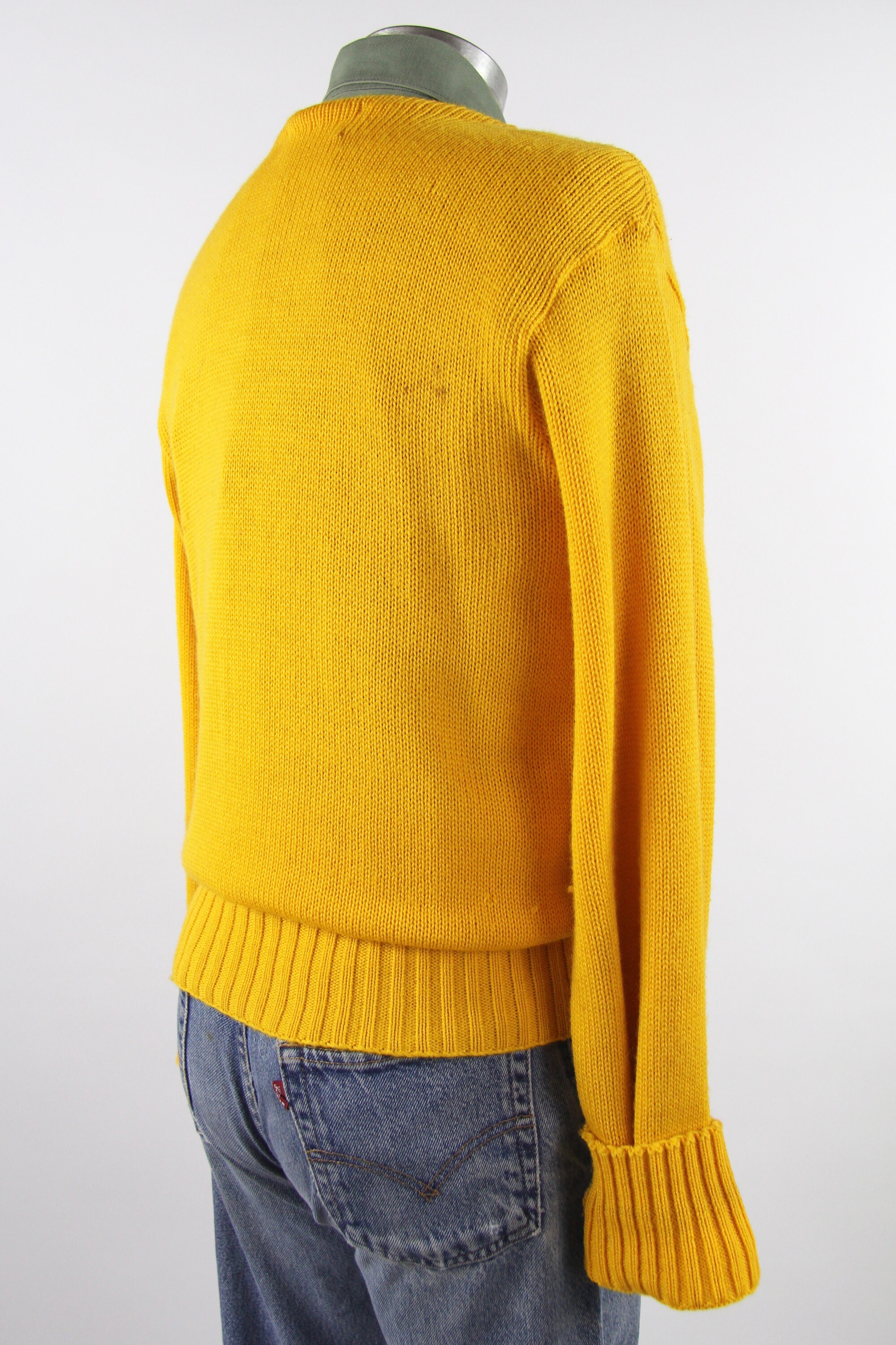 1950's Varsity Sweater Yellow Letterman Pullover Sweater Gerry's Sport Shop Vintage Size Medium