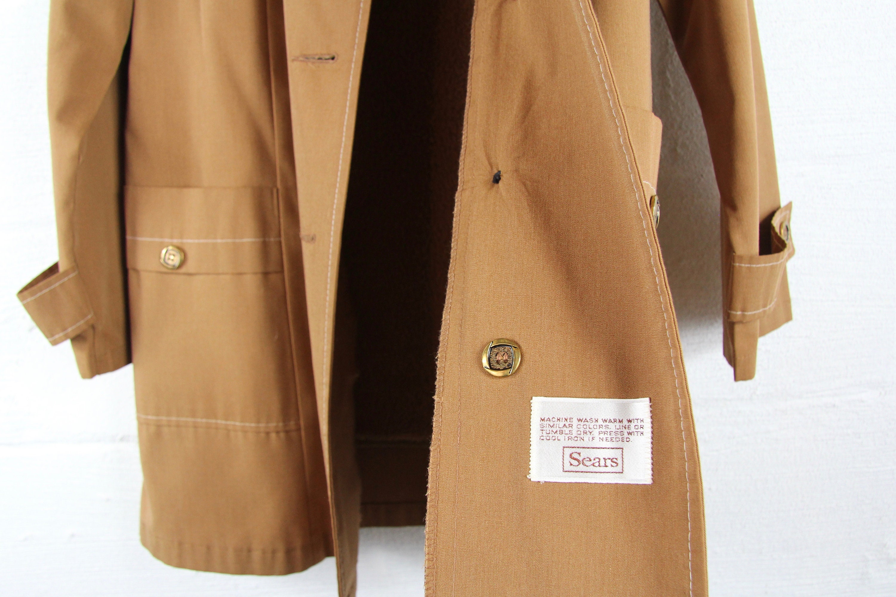 Women's Winter Coat Vintage Sears Double Breasted 70s Jacket Size Medium