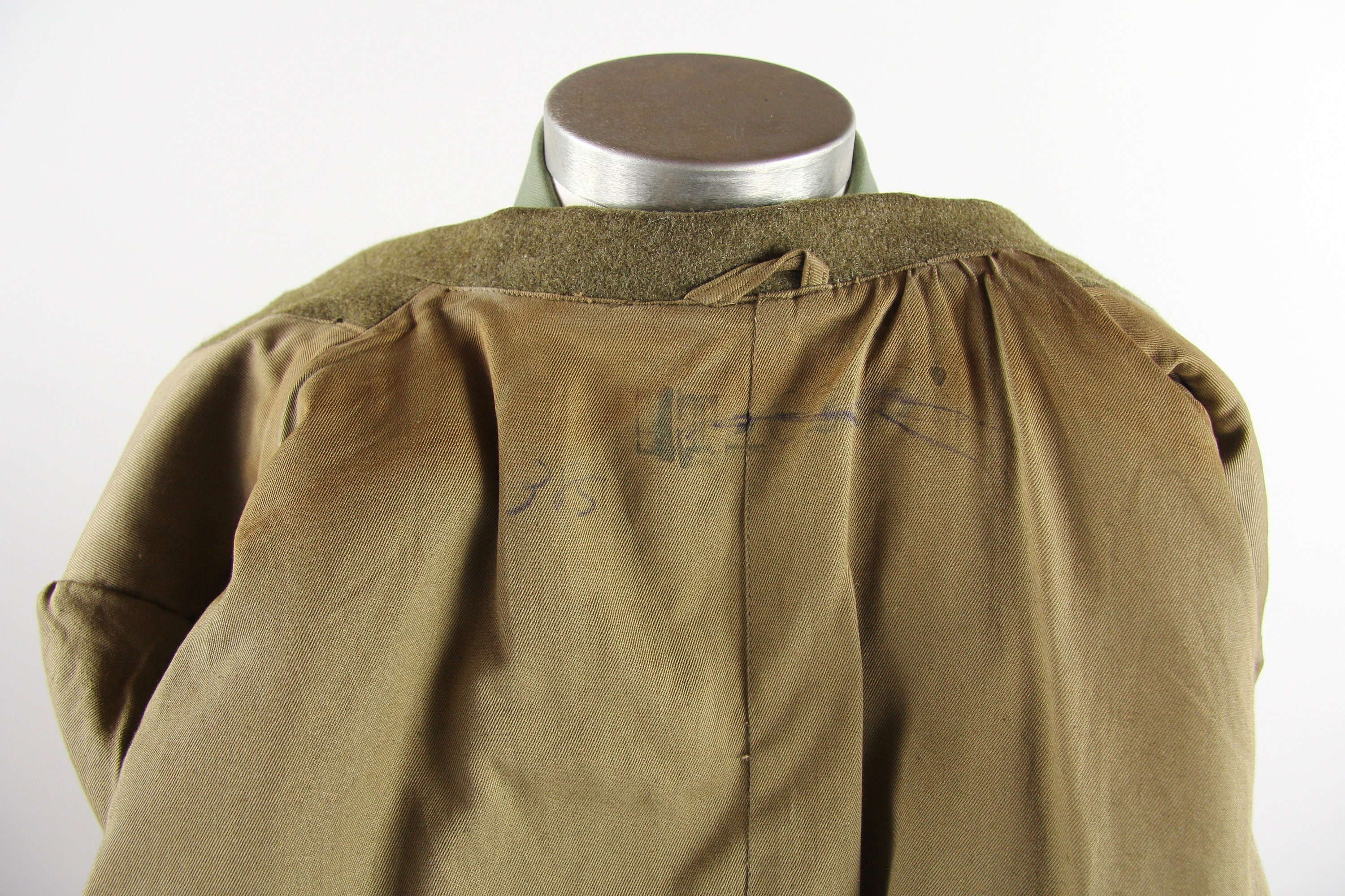 WWII Men's Military Coat Wool Gold Button Olive Green Trench Winter