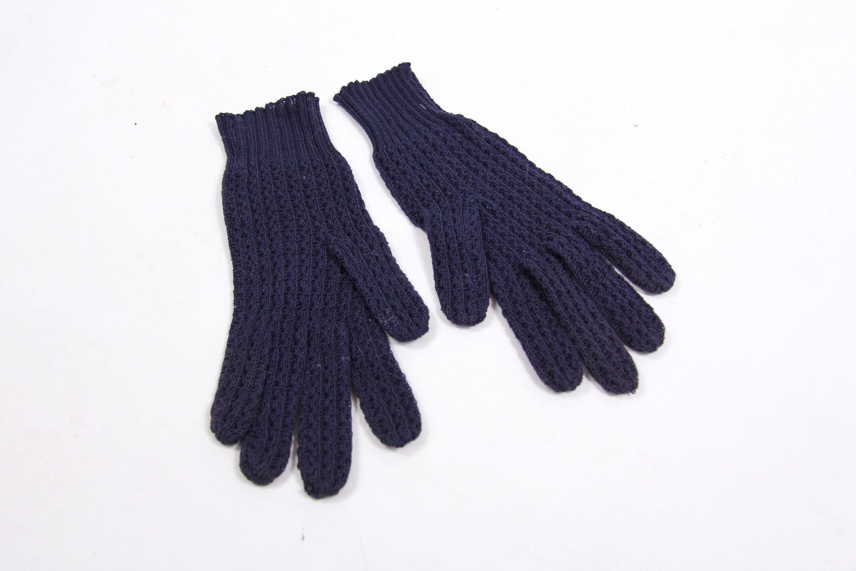 Navy Blue Knit Gloves Women's Lady Astra Gloves 100 Cotton Made in