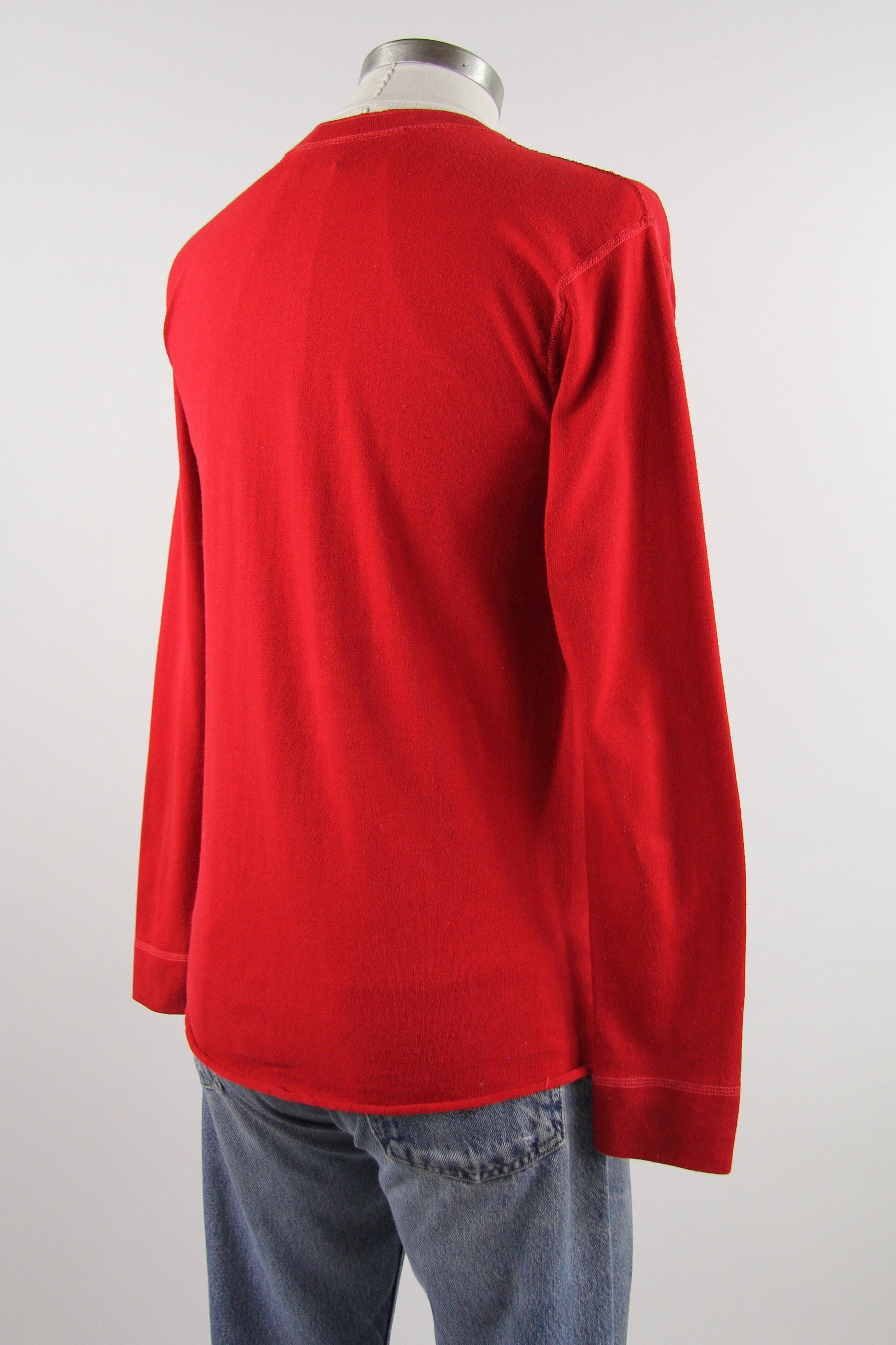 Red Henley Vintage Men's Shirt Made in USA Size Small Medium