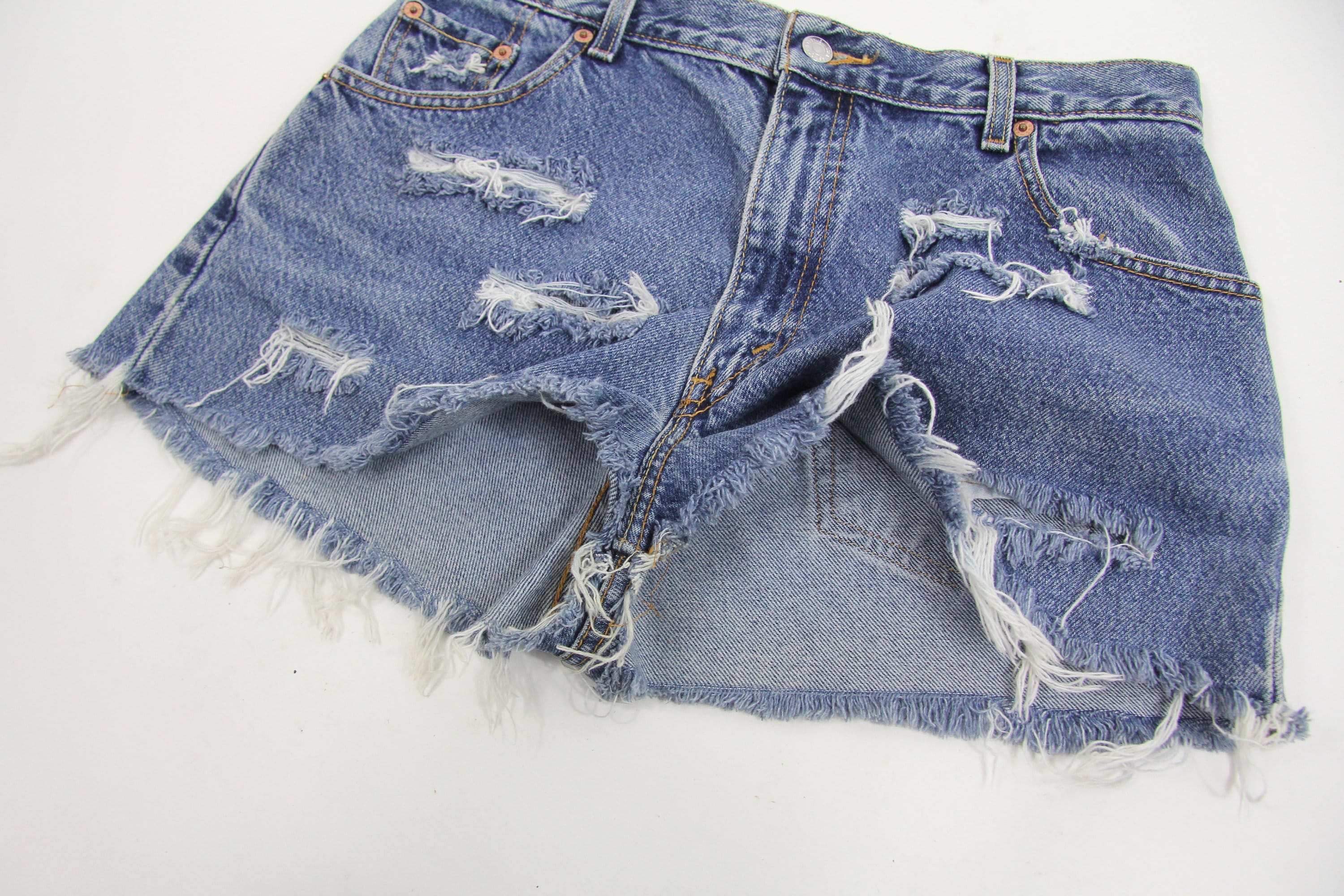 Levi's Jean Shorts Distressed High Waisted Women's Punk Grunge Shorts