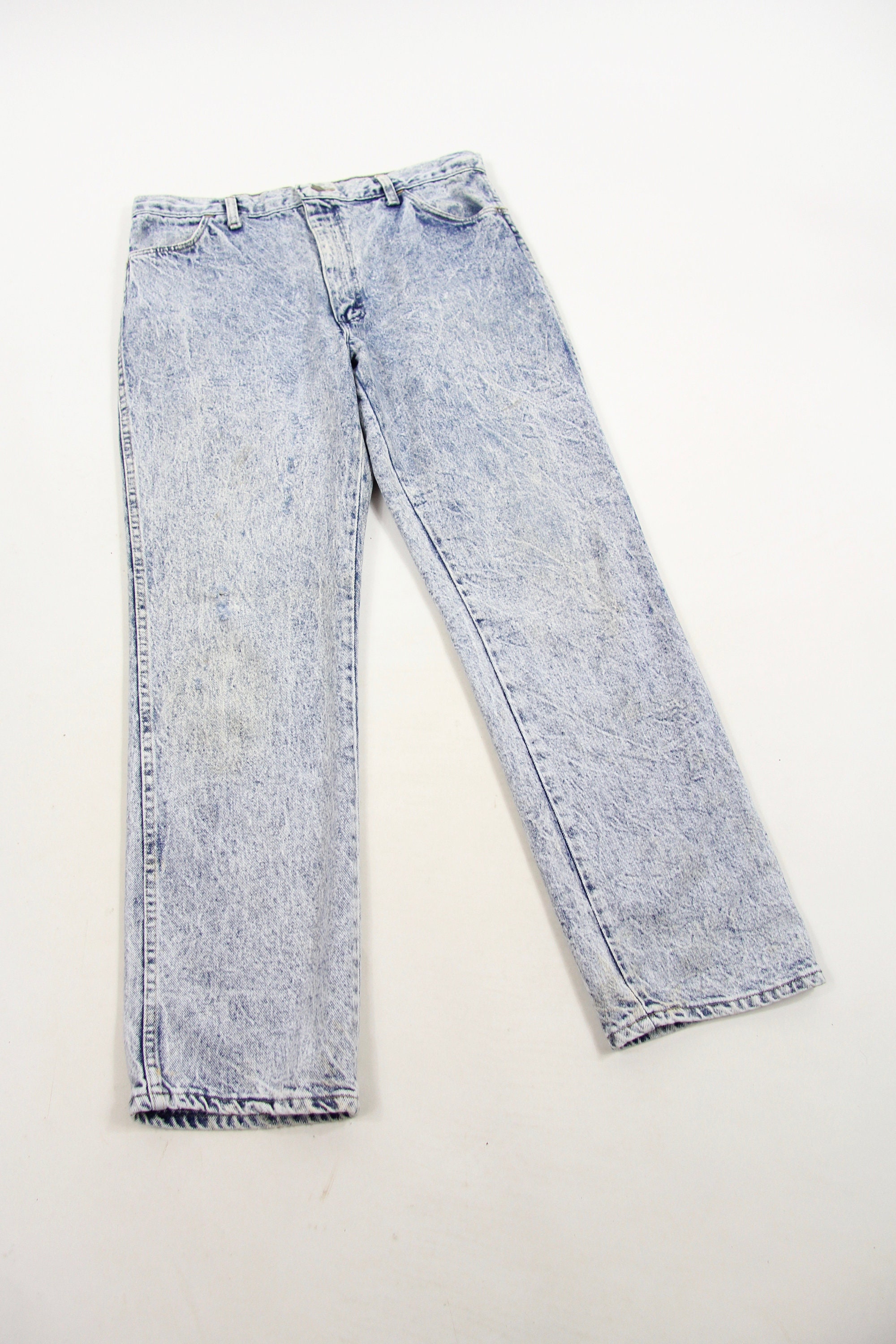 Men's Acid Wash Jeans Distressed Vintage Denim Jeans by Rustler Size 34 ...