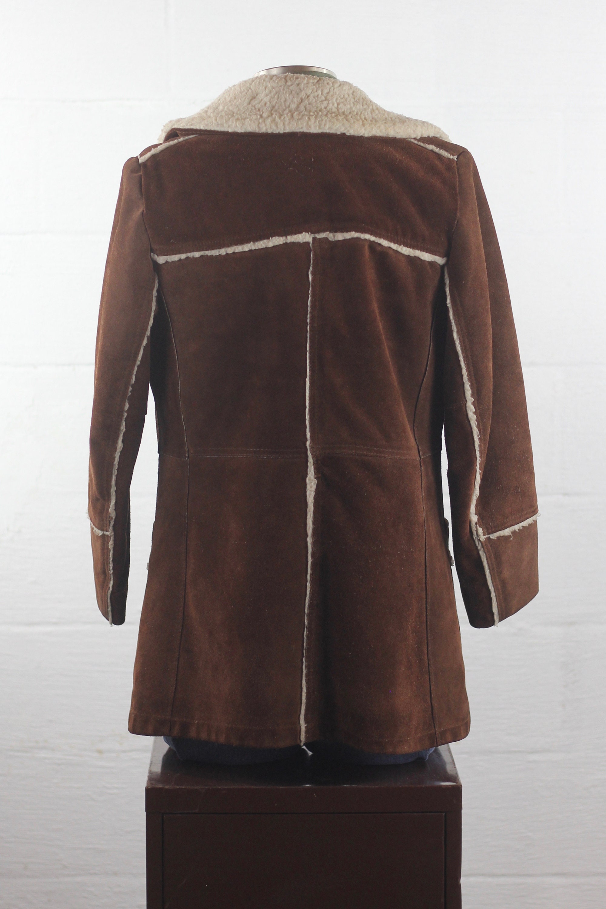 70s Suede Coat Sherpa Lined Vintage Coat Farm Jacket Medium