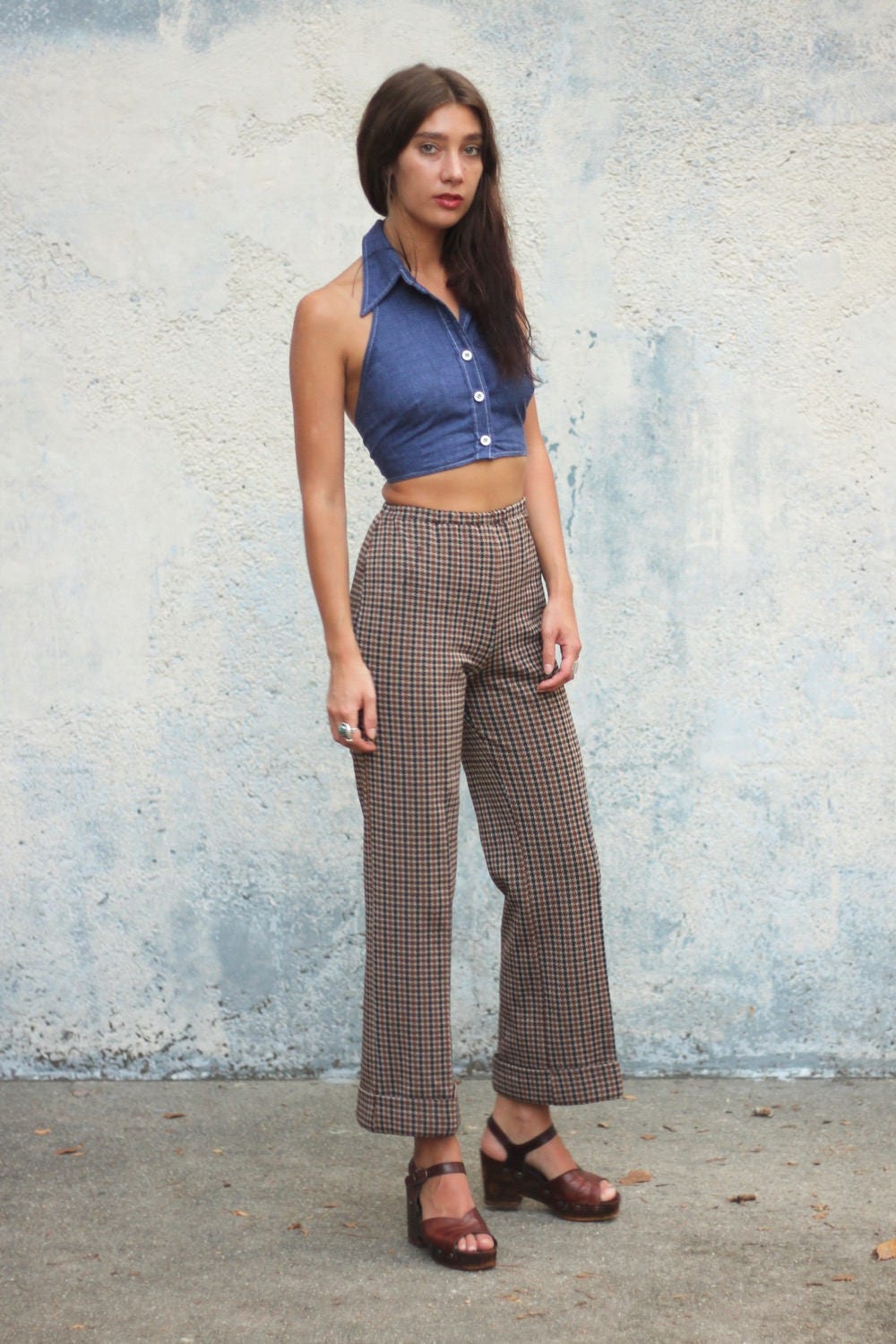 red plaid bell bottoms