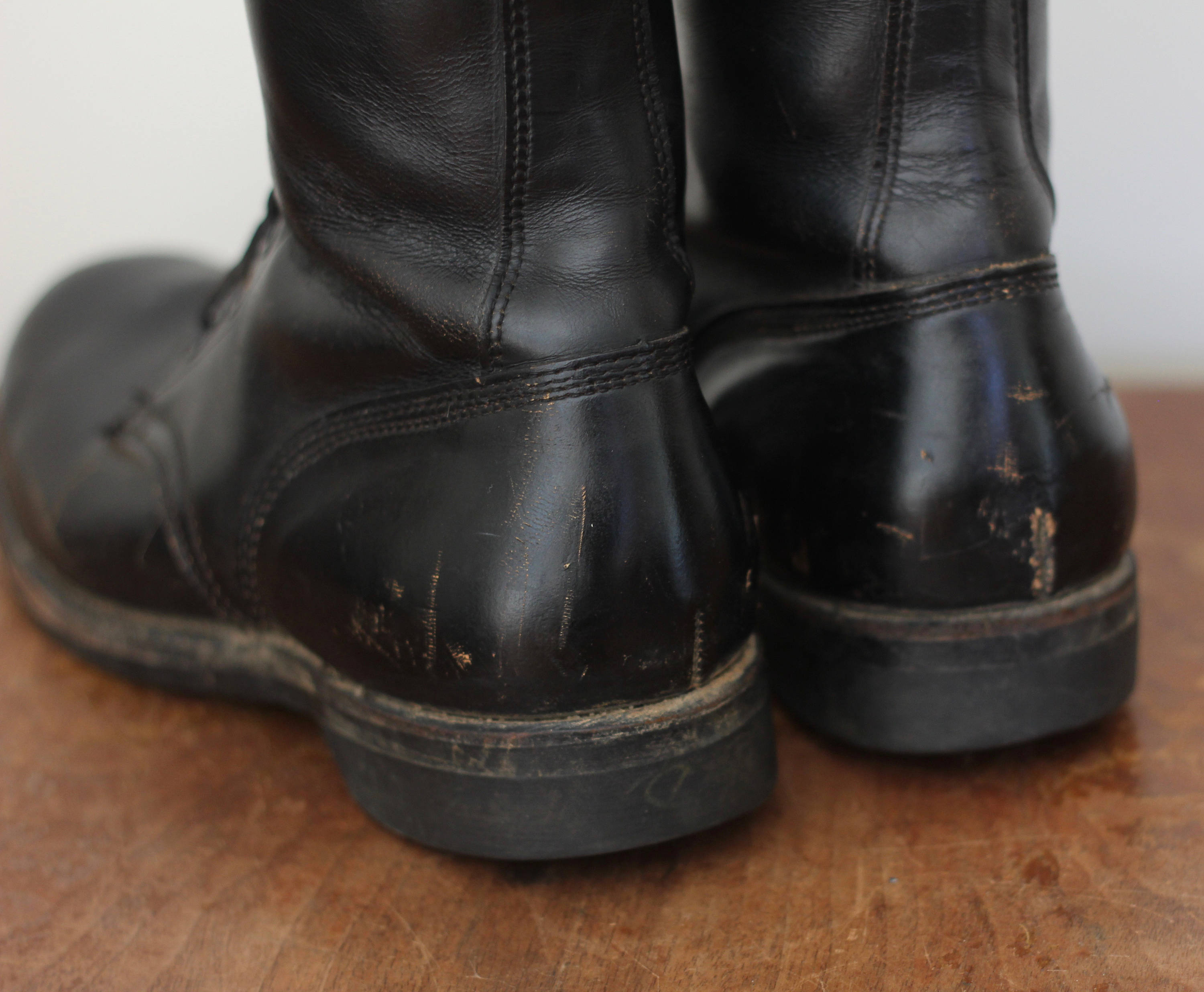 Black Leather Boots Size 8 Men's Lace Up Military Combat Work Boots