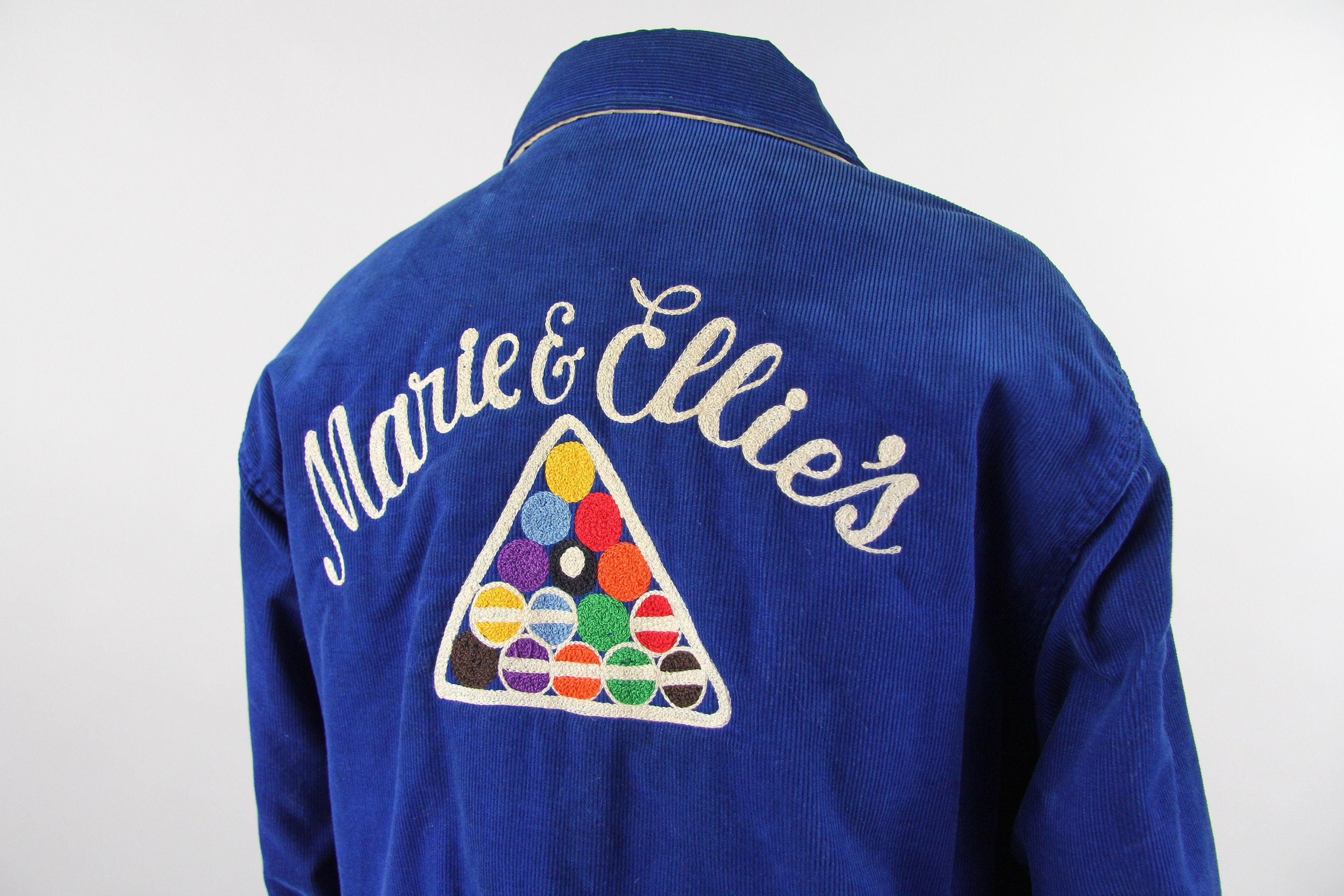 Chainstitch Pool Jacket Blue Corduroy Billiards Coaches Coat Joyce Size