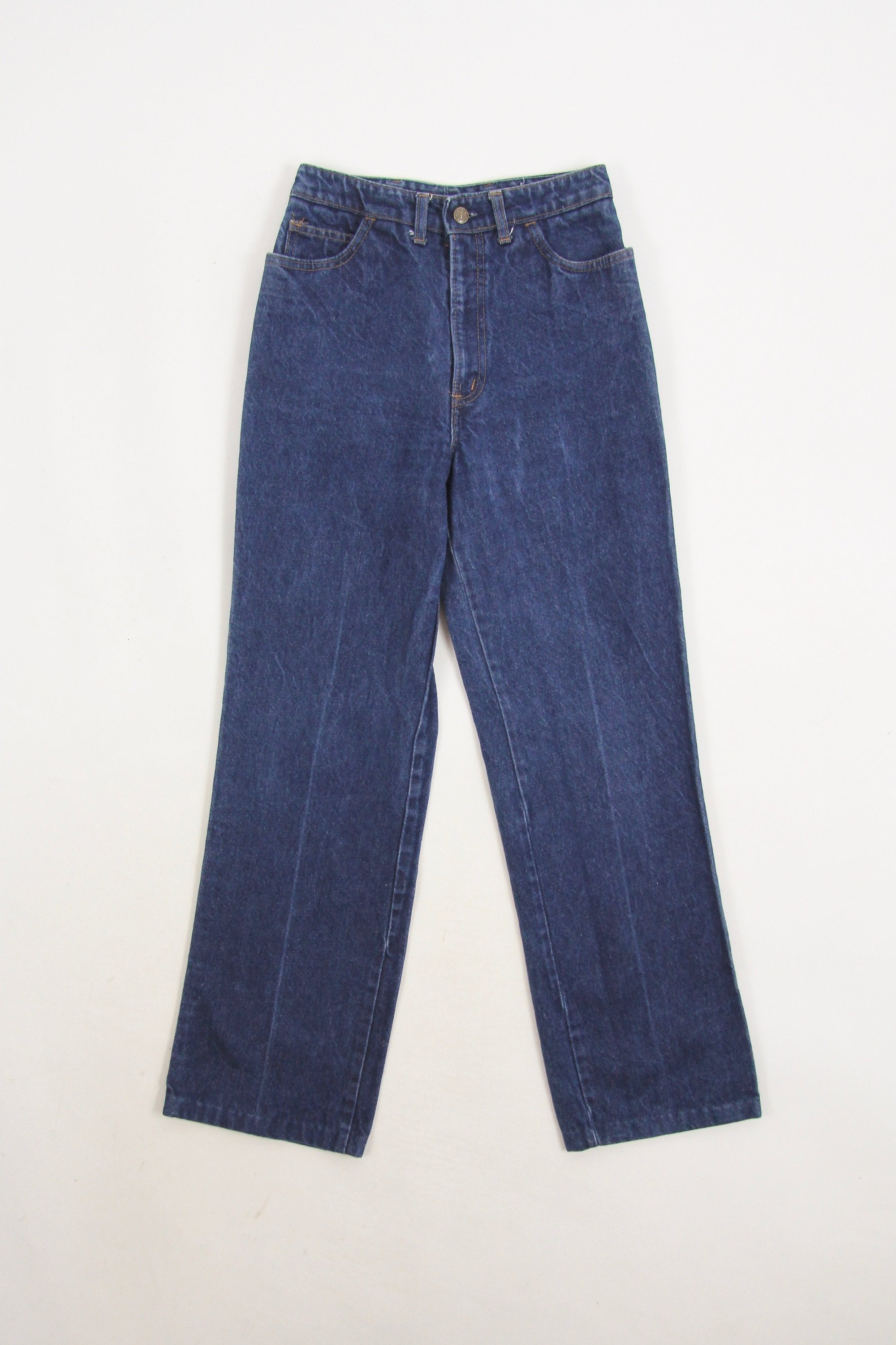 70's Women's Jeans Vintage High Waisted Dark Wash Body Lingo Denim ...