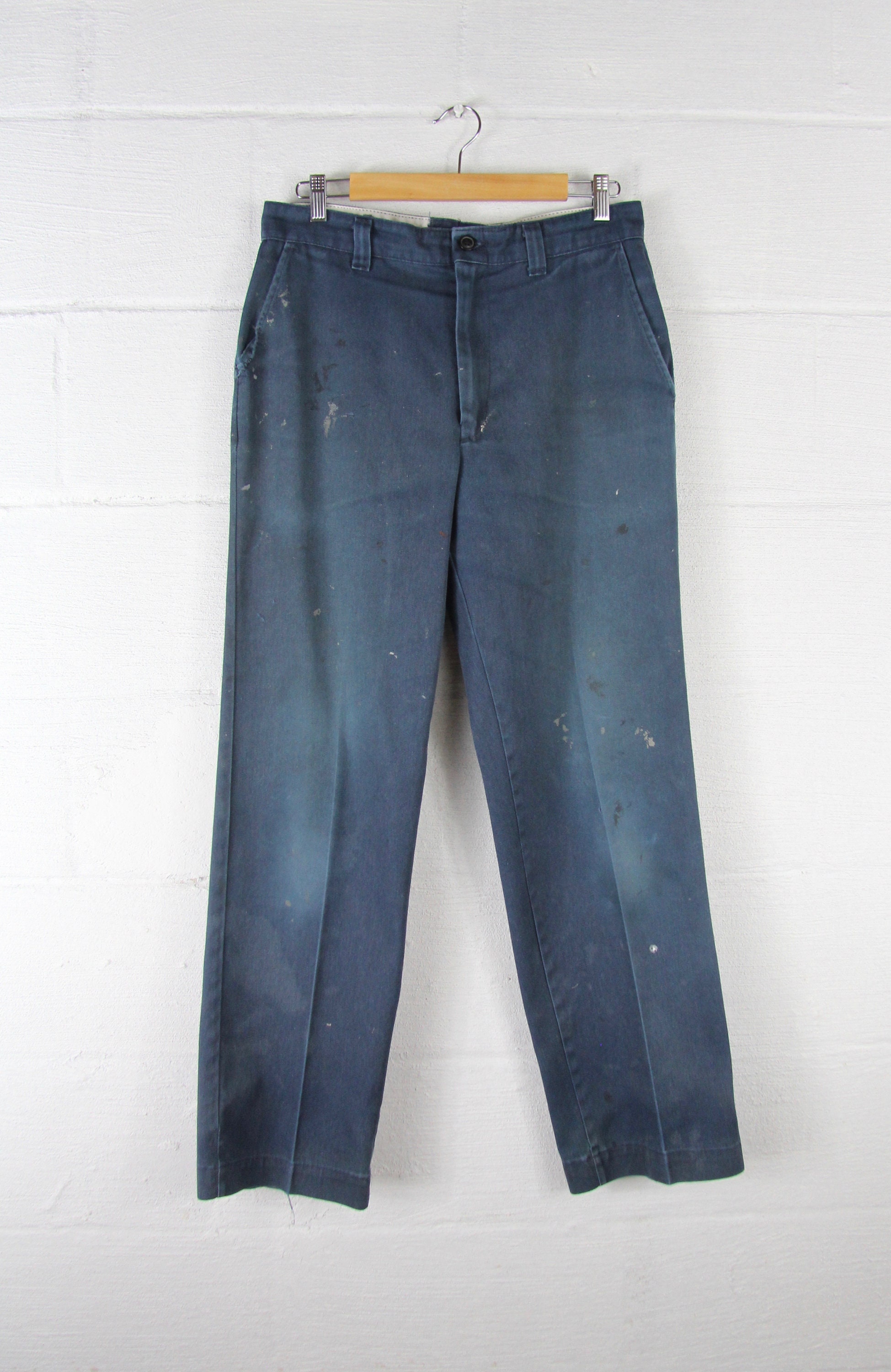Men's Work Pants Navy Blue Distressed Grunge Painters Pants Workwear ...