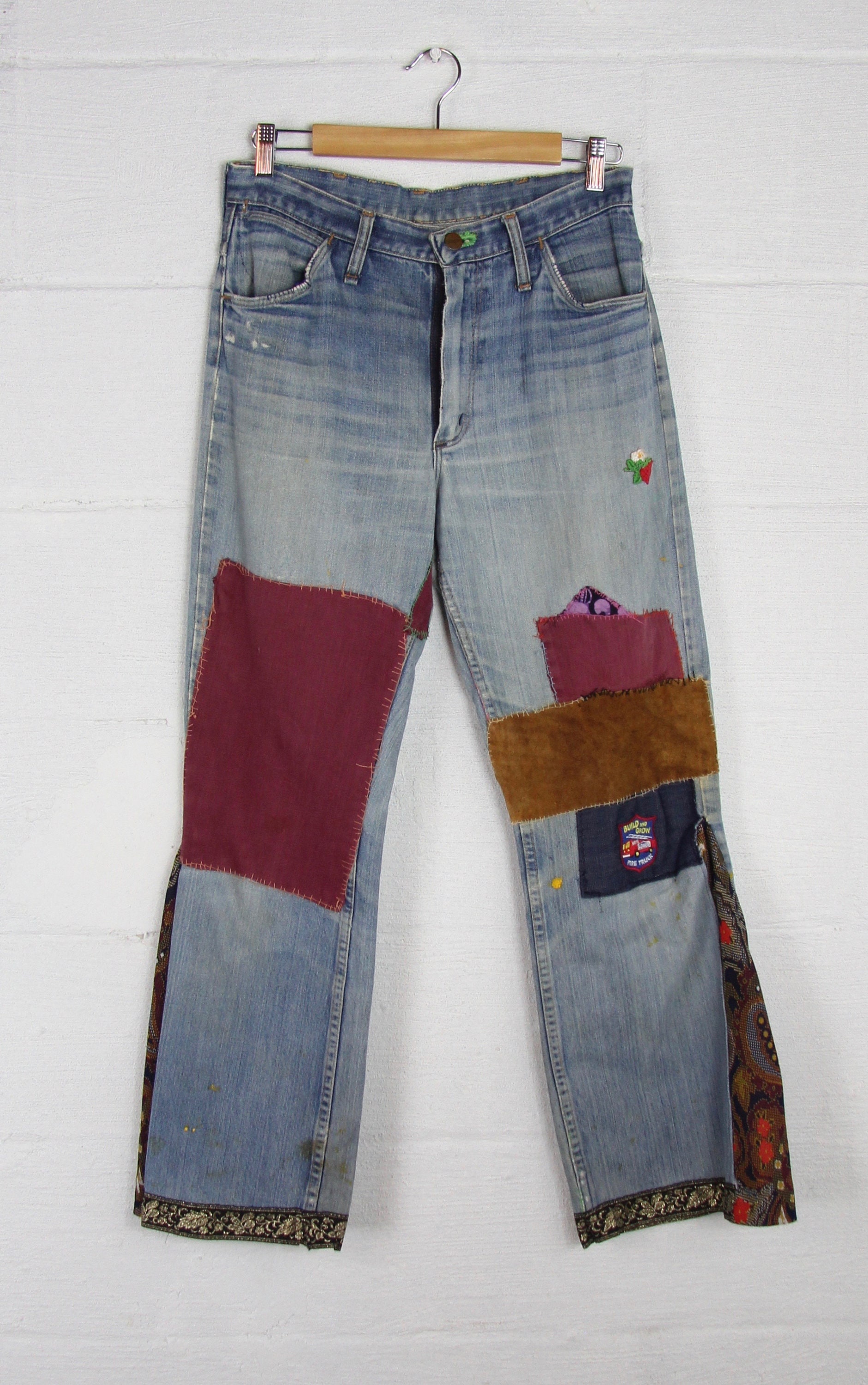 Vintage 70's Patched Wrangler Psychedelic Hippie Jeans Bell Bottoms ...