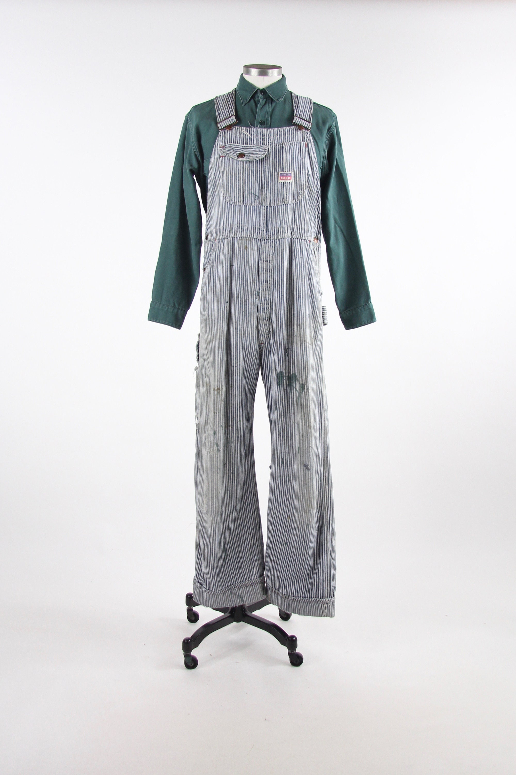 Big Mac Vintage Pinstriped Overalls Penney's 50's Mechanic Work