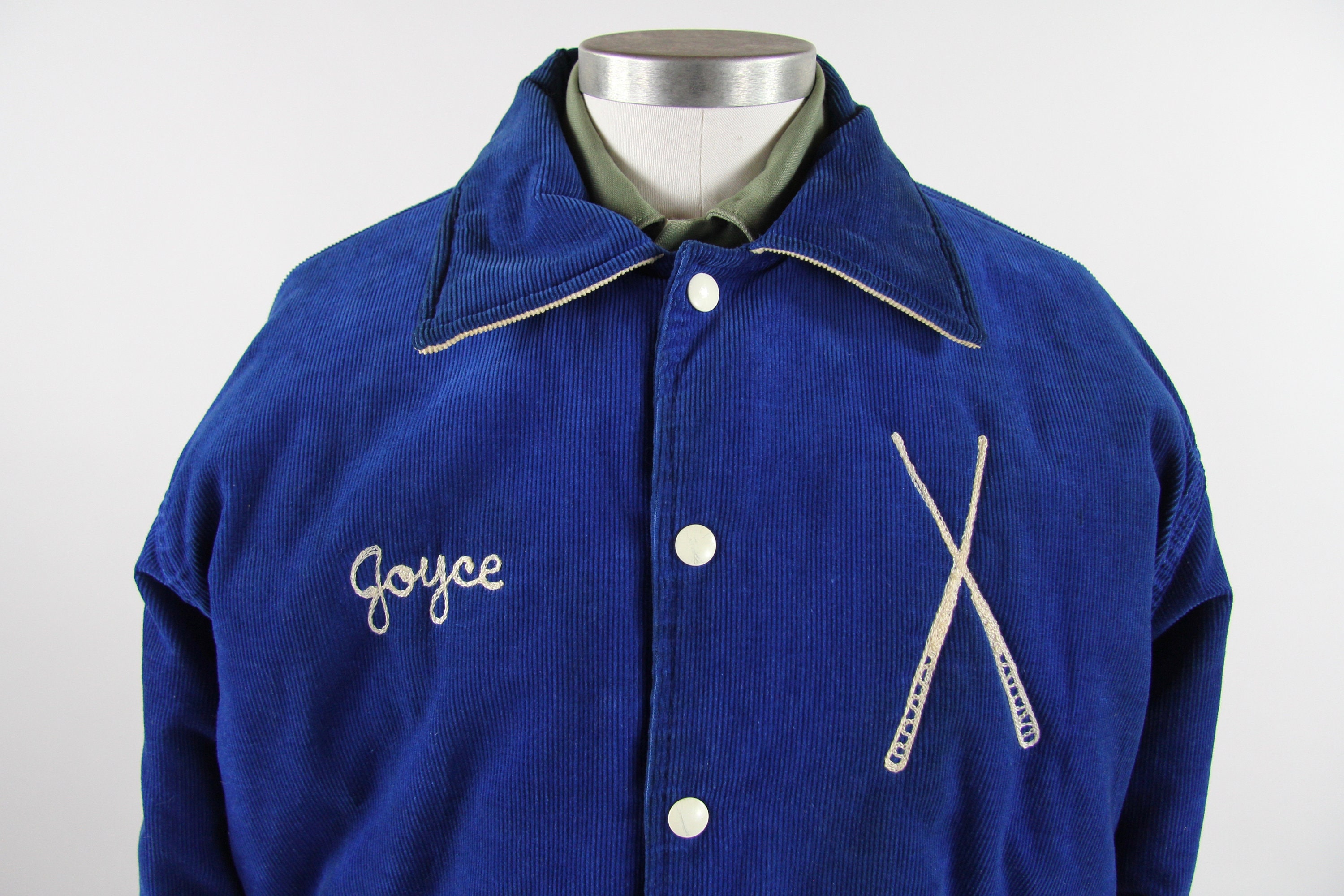 Chainstitch Pool Jacket Blue Corduroy Billiards Coaches Coat Joyce Size