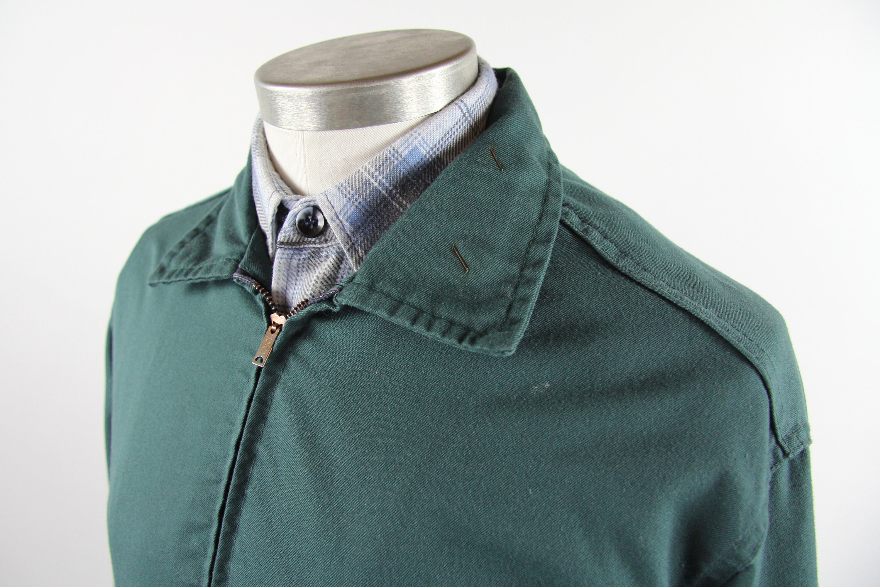 Green Mechanic Work Jacket Men's Garage Uniform Zip Up Light Jacket