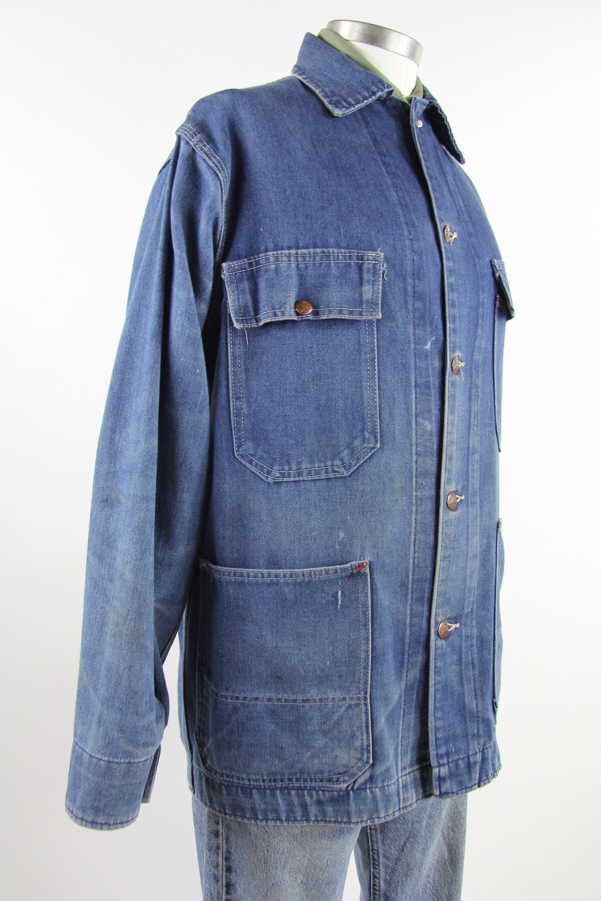 Denim Chore Coat Men's JC Penney Big Mac Vintage Jean Jacket Size Large L