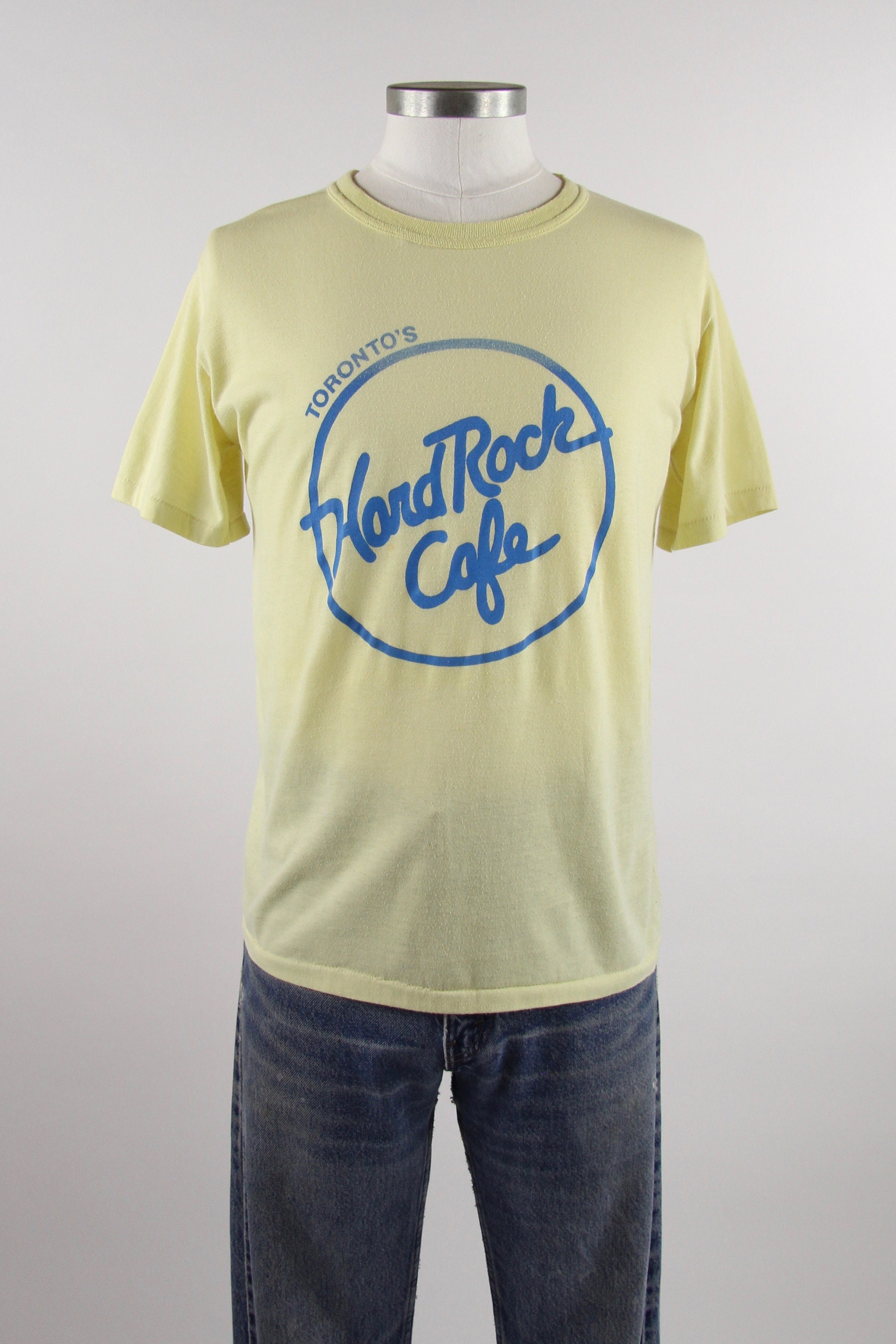 Toronto Hard Rock Cafe Tee Shirt Vintage Yellow Faded Thin Soft 70s Tee