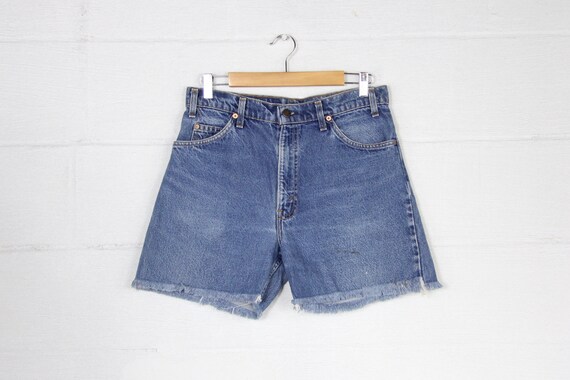 orange jean shorts