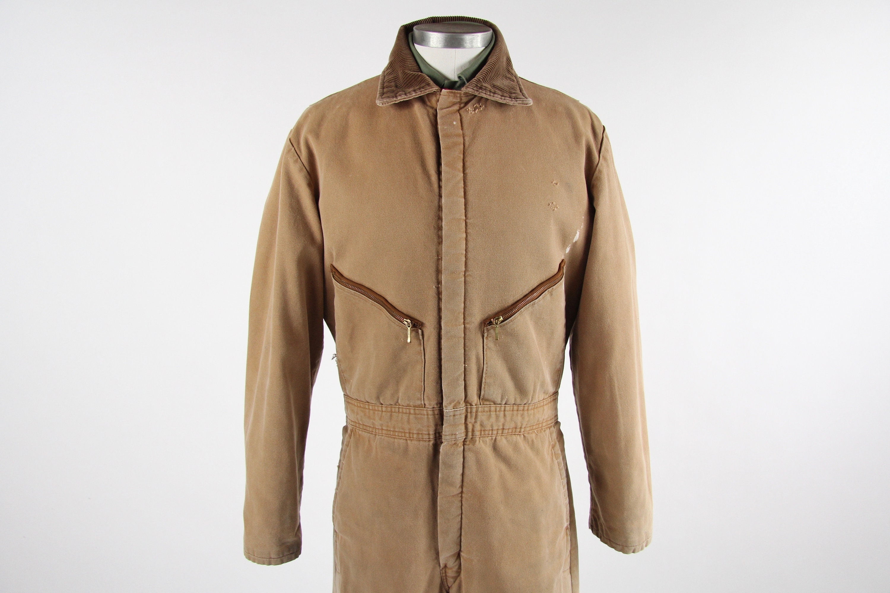 Walls Vintage Brown Coveralls Insulated Mechanic Jumpsuit Made in USA