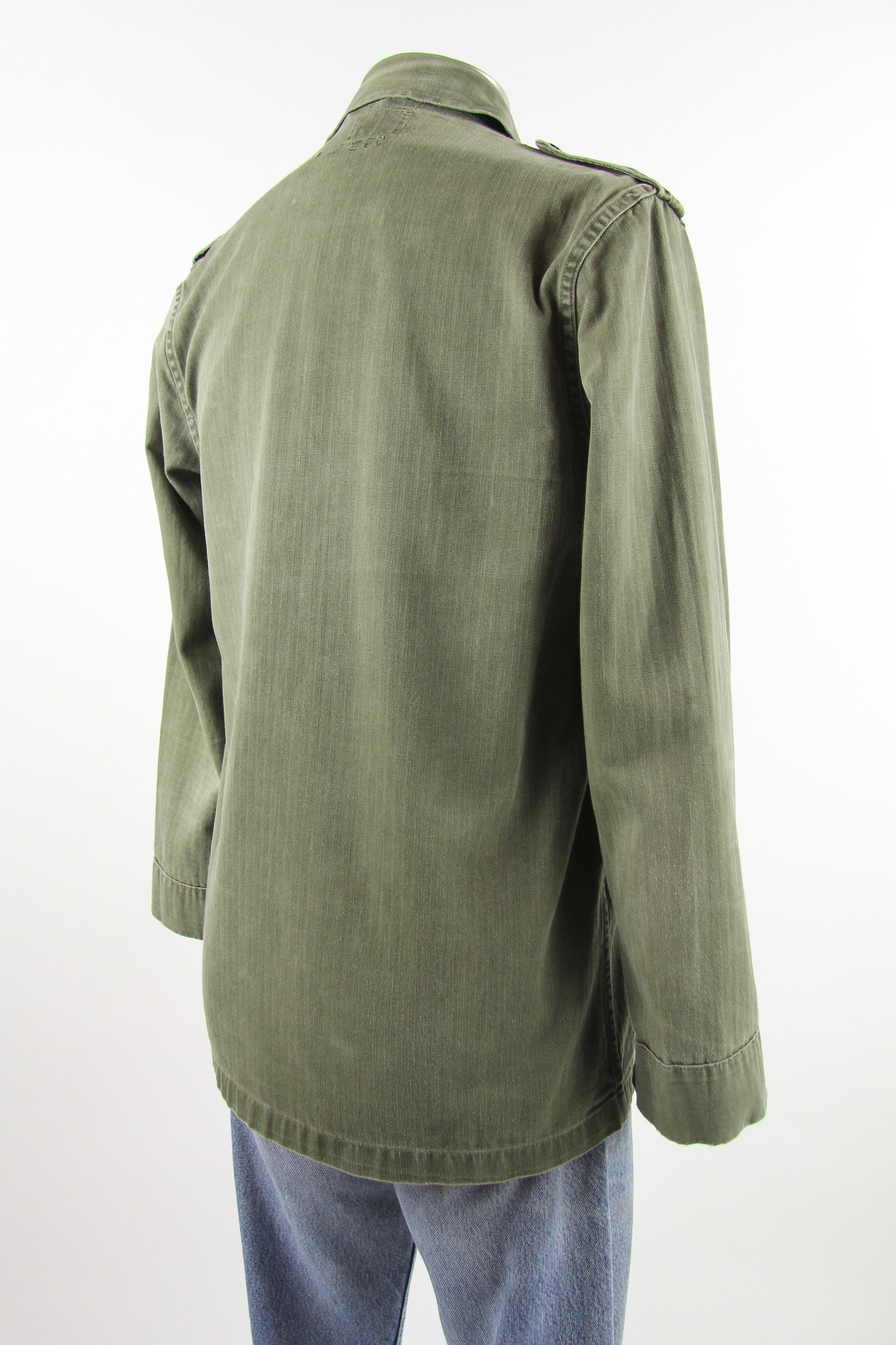 Green Military Shirt Men's Button Down Long Sleeve Olive Green Fatigue ...