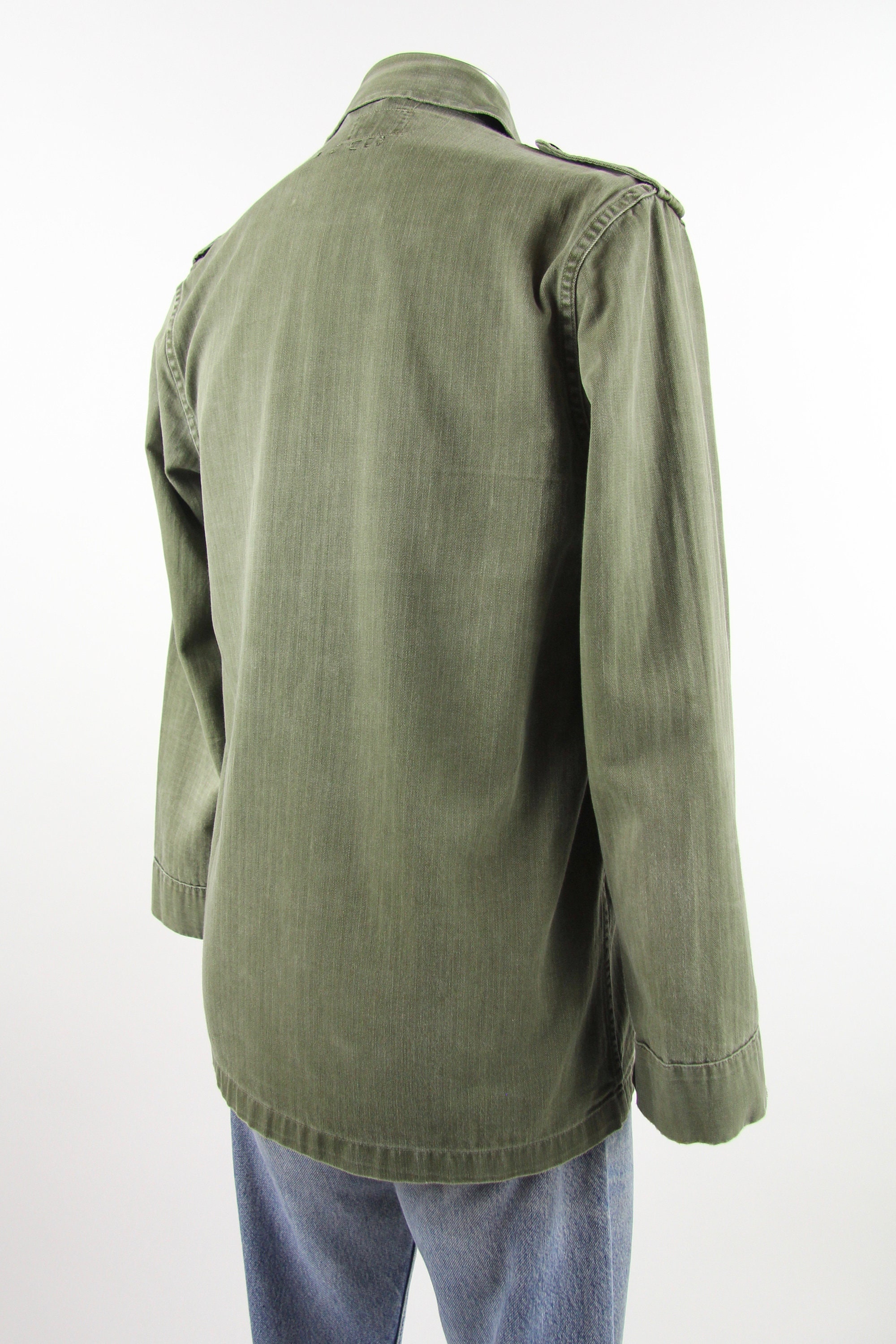 Green Military Shirt Men's Button Down Long Sleeve Olive Green Fatigue