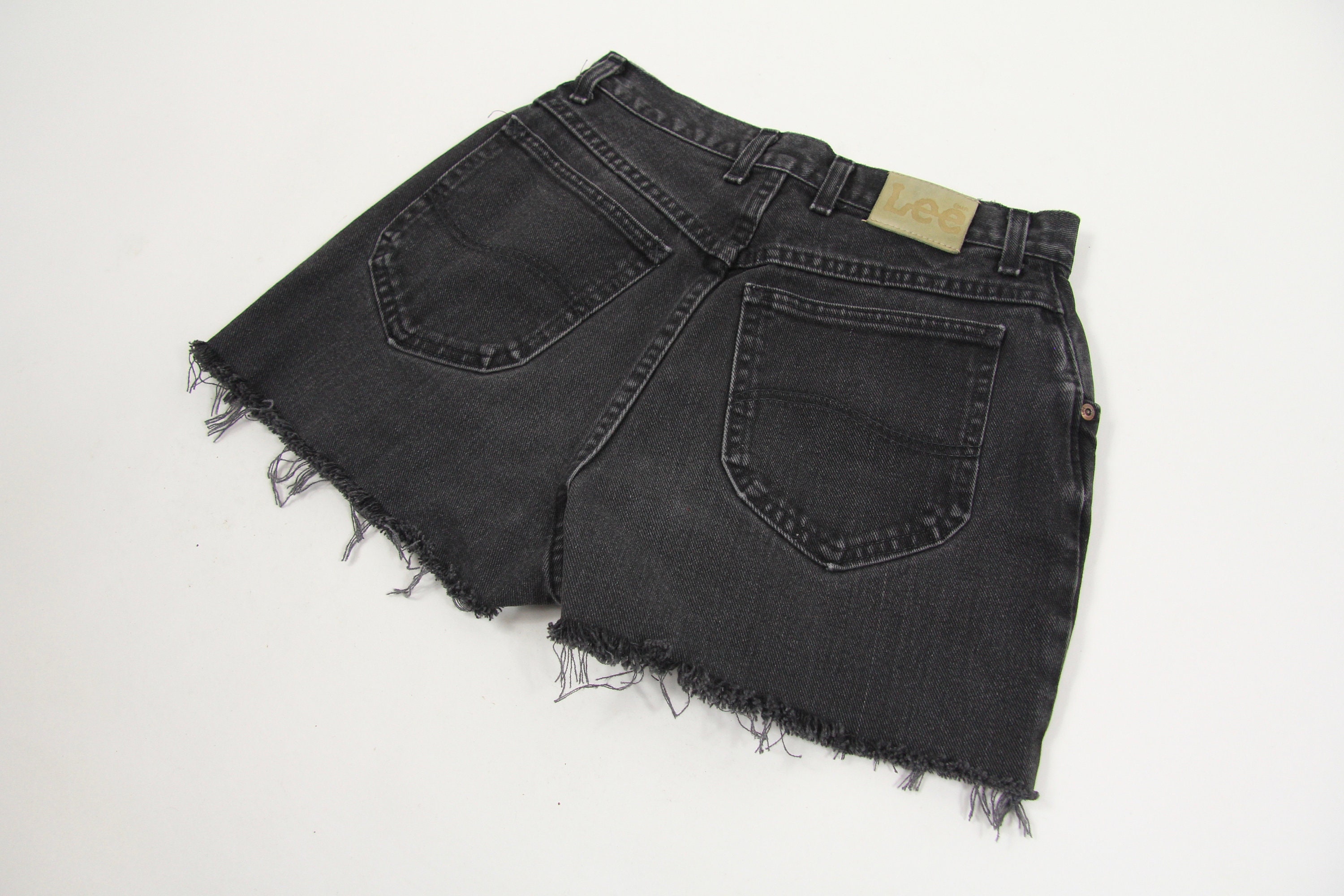 Women's Black Shorts LEE Black High Waisted Cut Off Summer Shorts