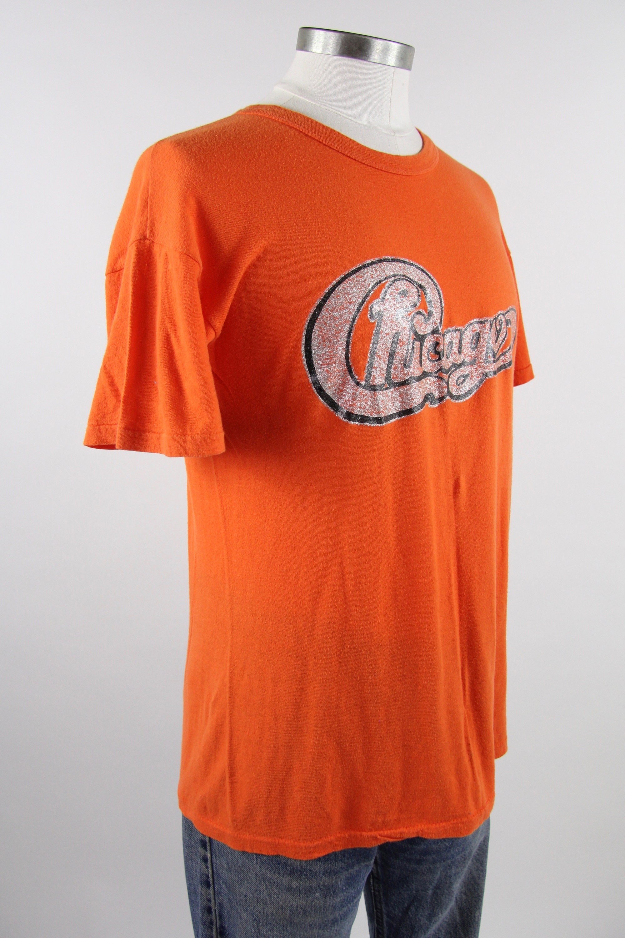 Chicago Vintage Shirt Orange 70&rsquo;s Iron On Concert Band Tour T-Shirt