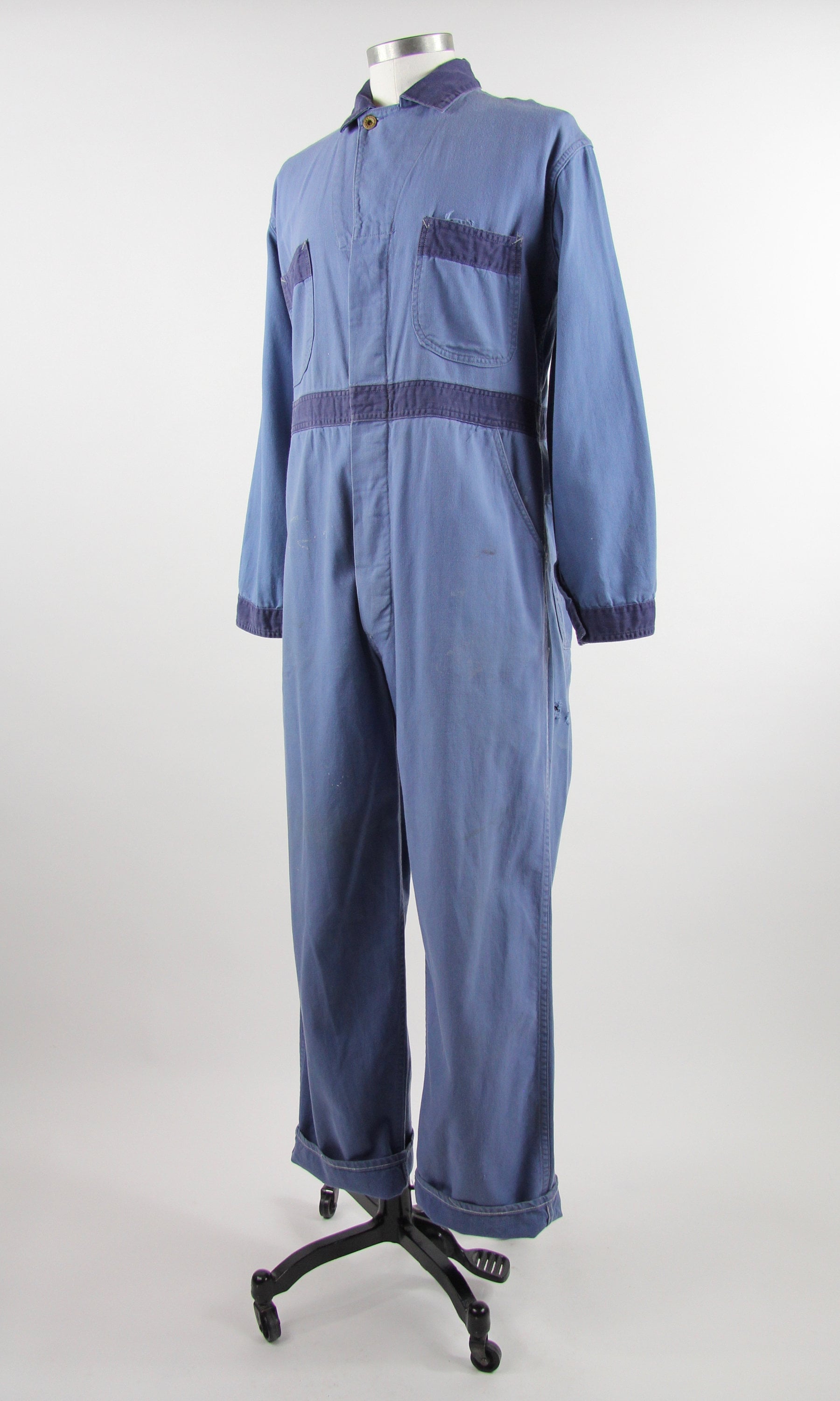Mechanic Jumpsuit Coveralls Blue Work Suit Men's Uniform Vintage Size Medium Large 40