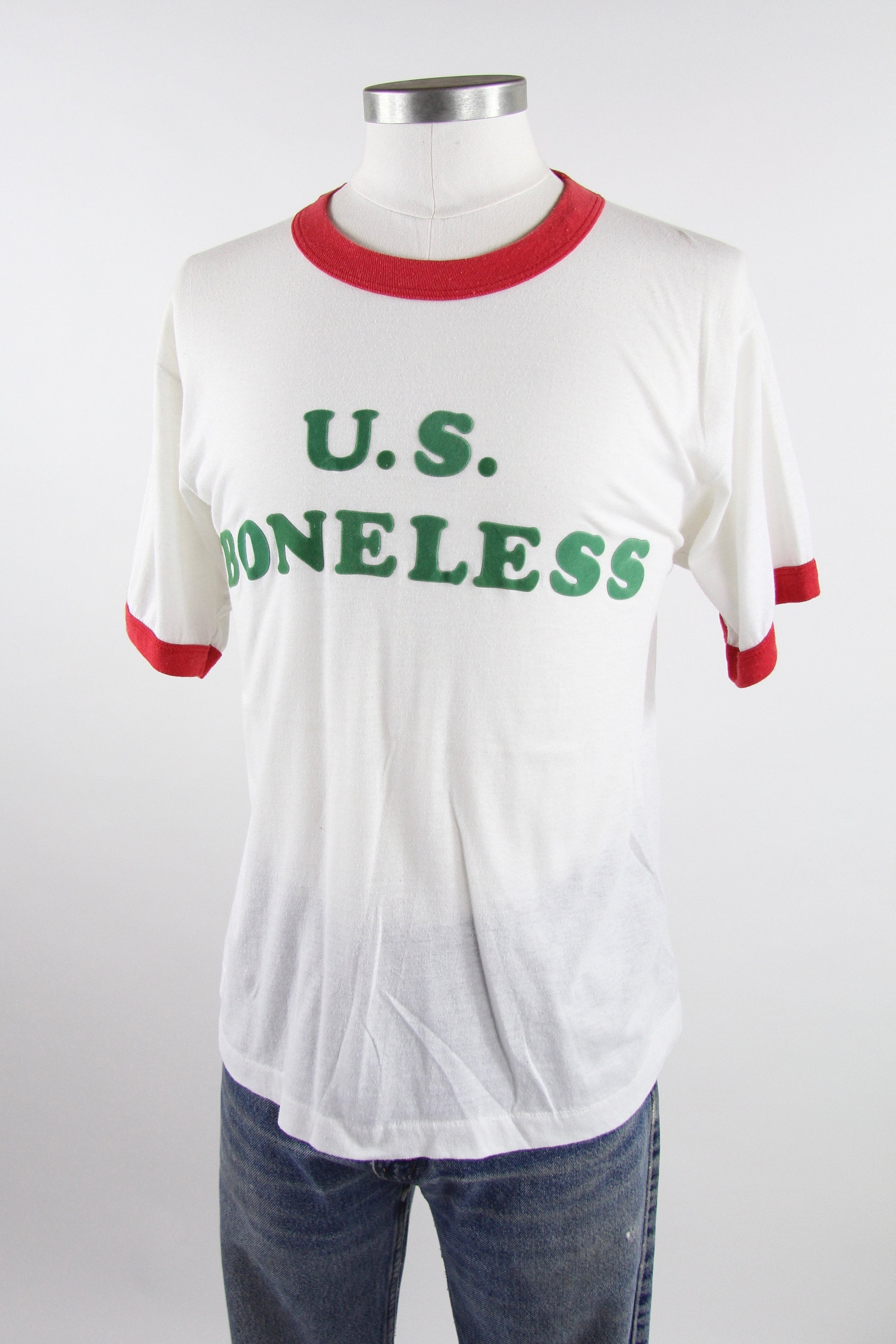 Vintage 70's Ringer TShirt U.S. Boneless Felt Iron On Tee Shirt Men's