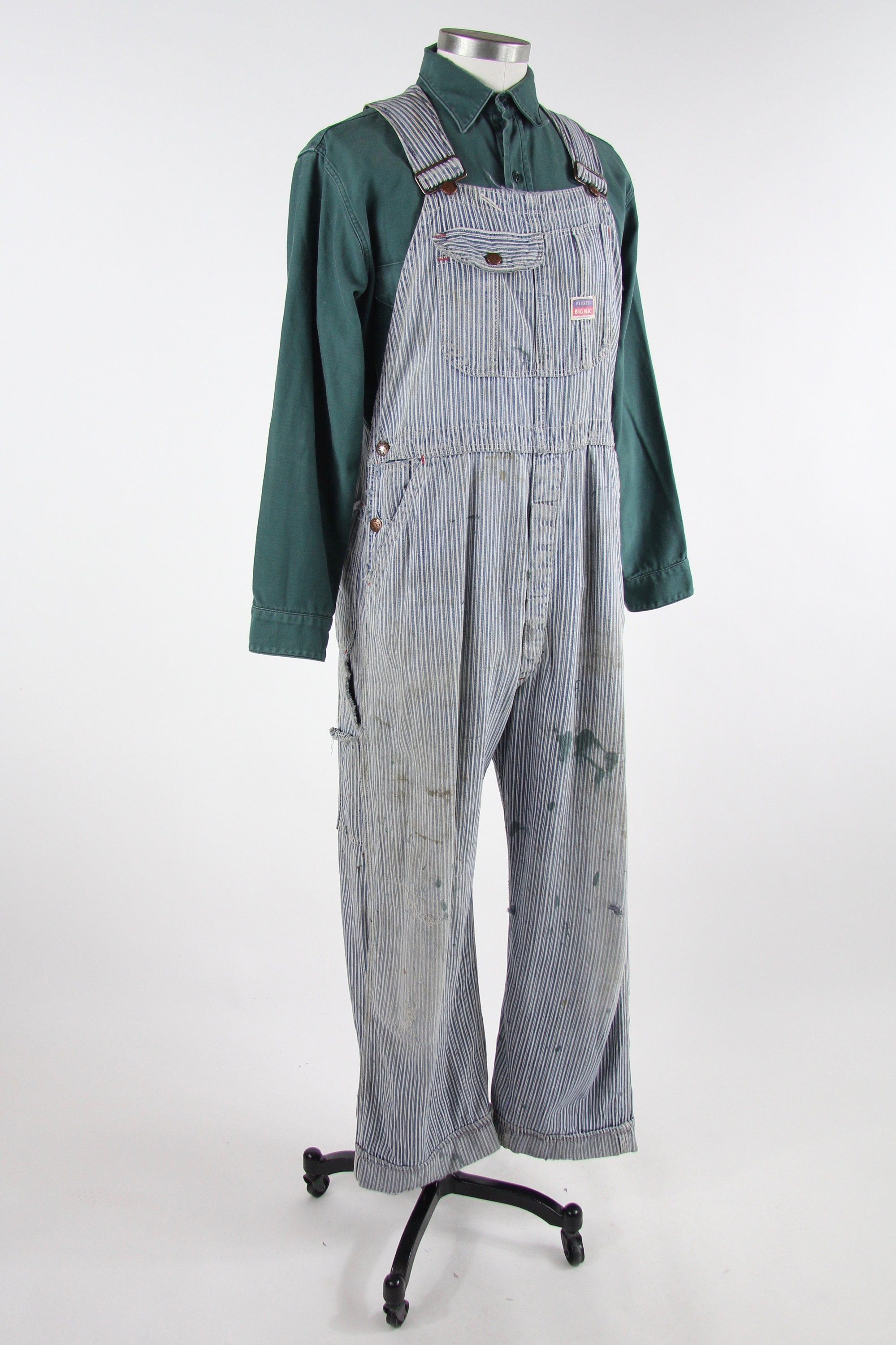 Big Mac Vintage Pinstriped Overalls Penney's 50's Mechanic Work