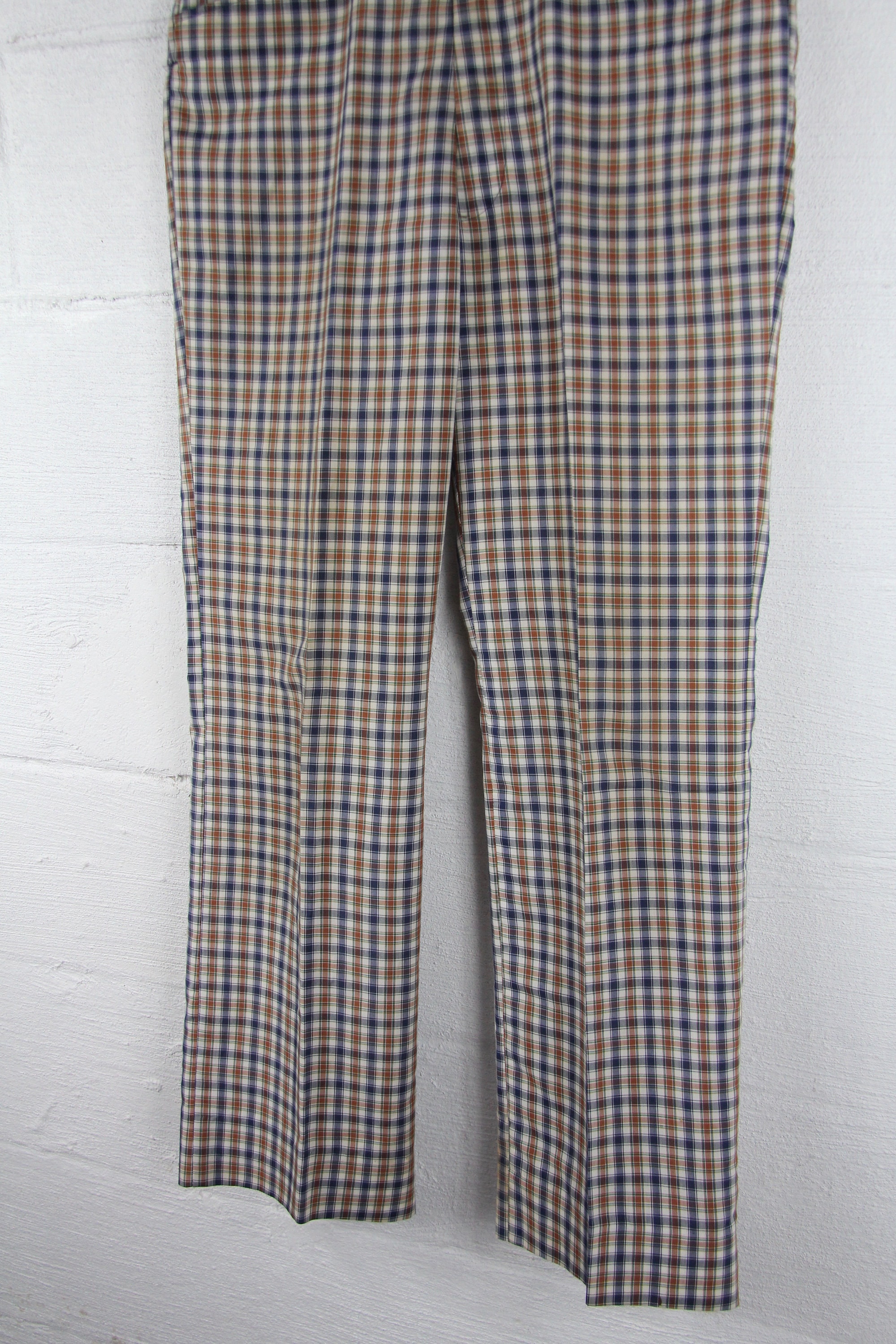 70's Men's Golf Pants Plaid Divoys Blue Brown Green Cream Slacks Size 35