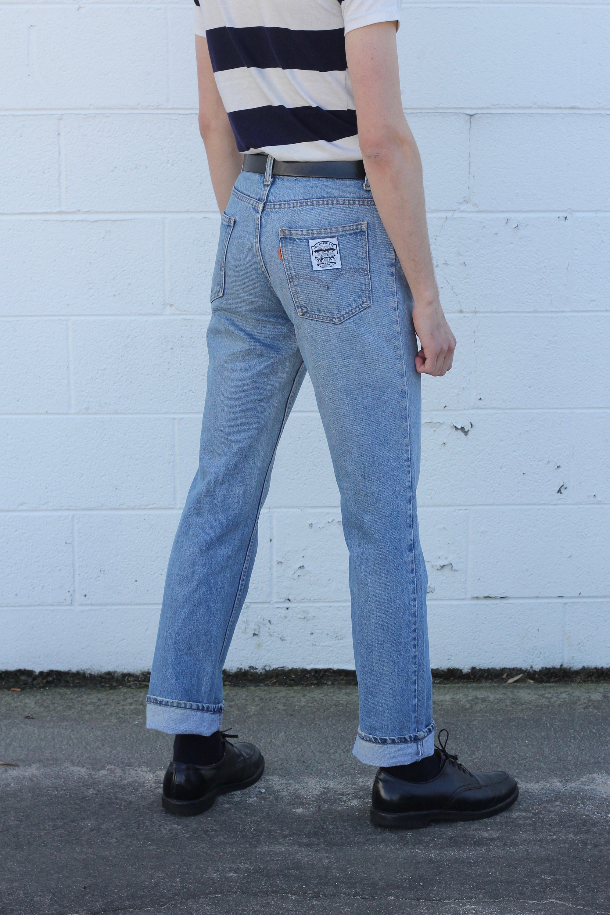 orange high waisted jeans