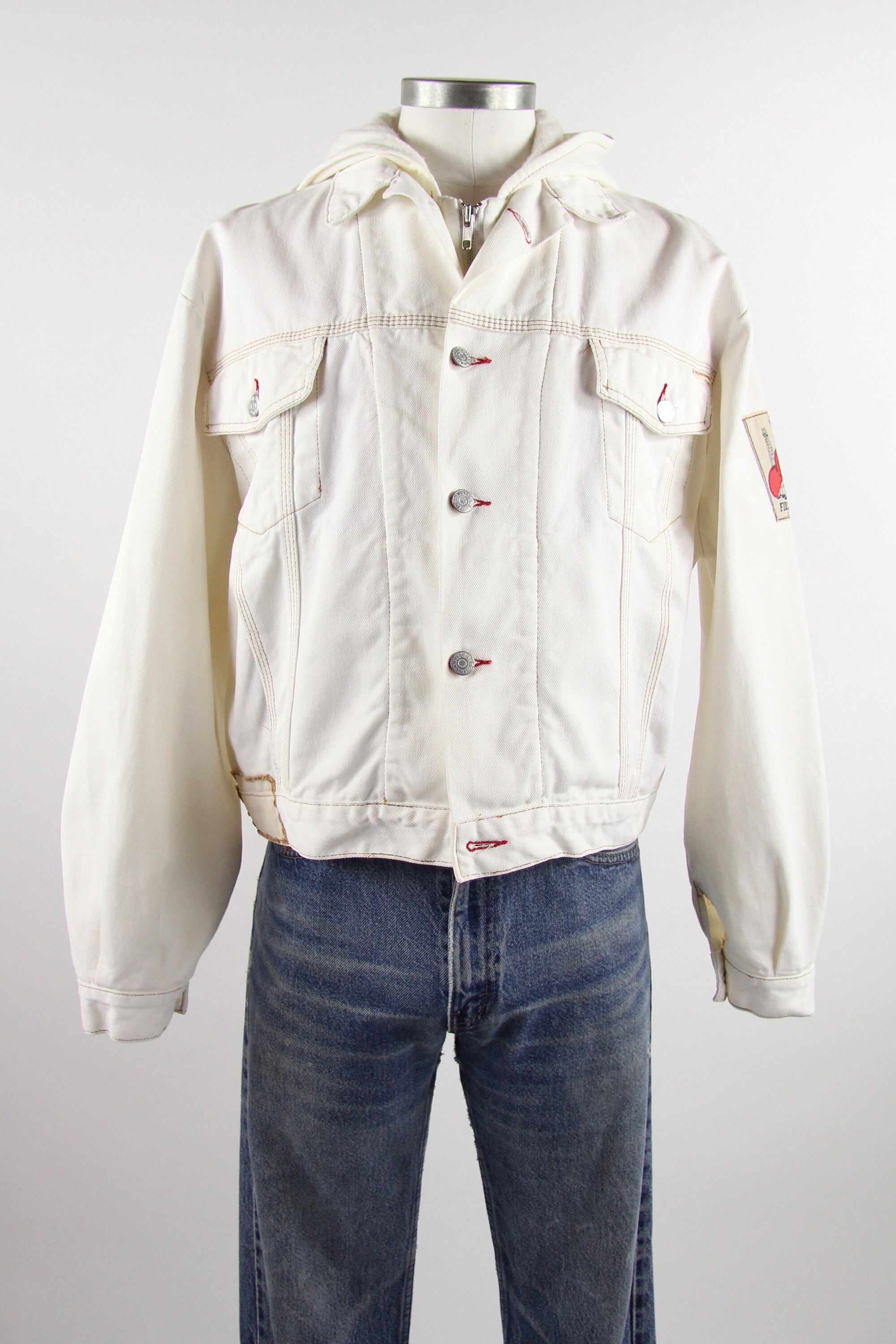 90's White Jean Jacket Men's Donovan Vintage Trucker Jacket with