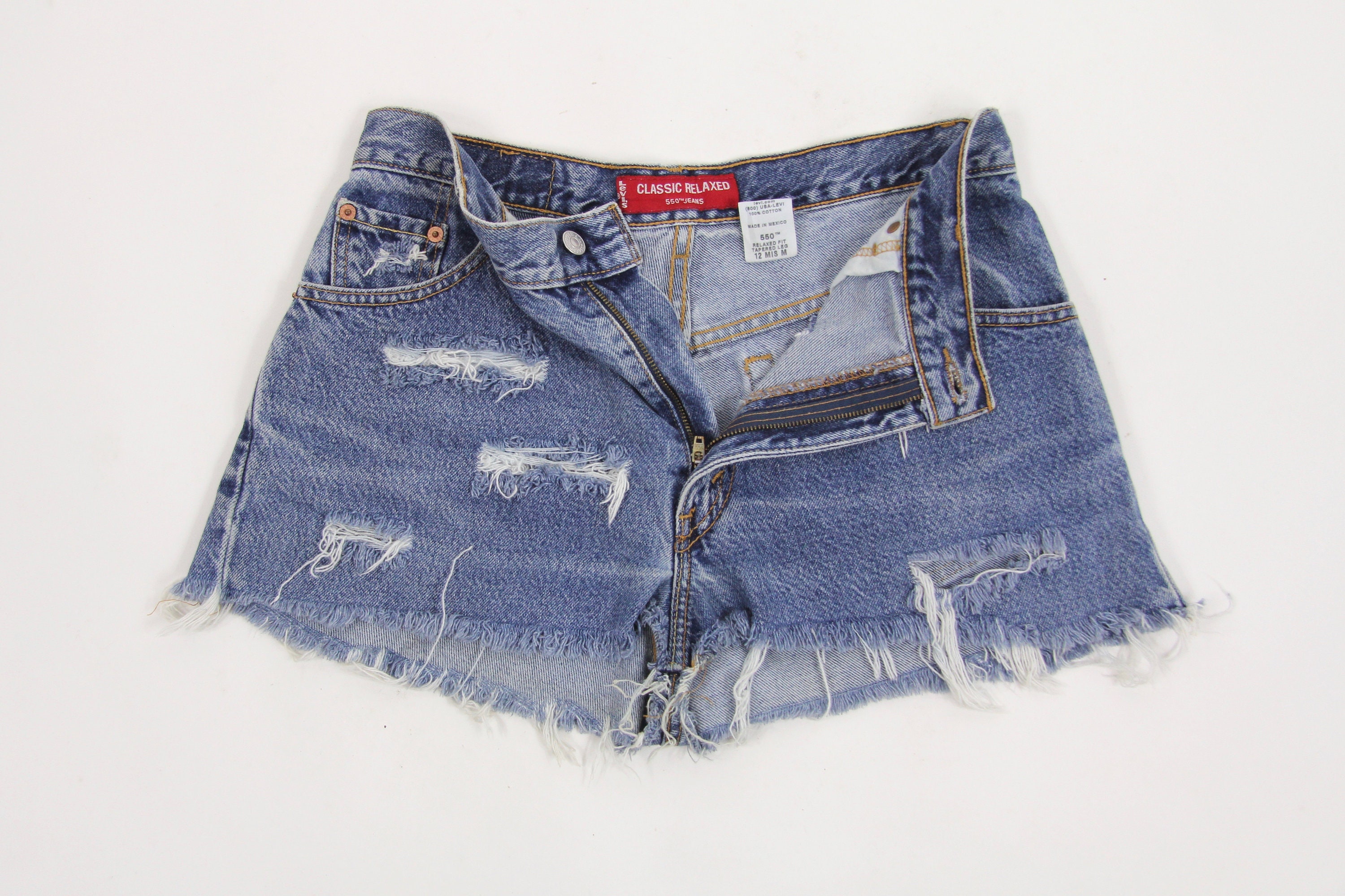 Levi's Jean Shorts Distressed High Waisted Women's Punk Grunge Shorts ...