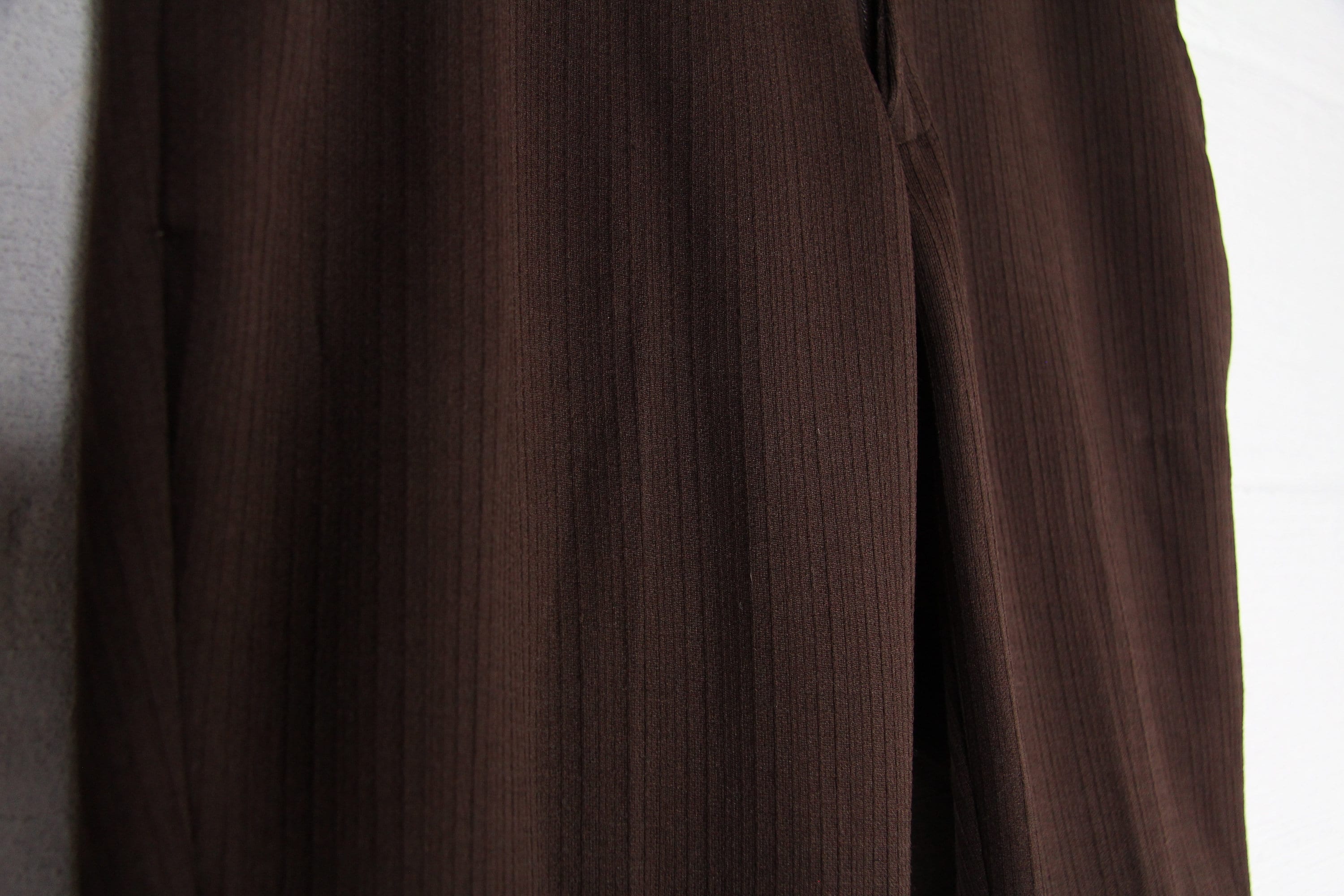 Men's Dark Brown 70's Boot Cut Dress Pants Pinstriped Double Knit