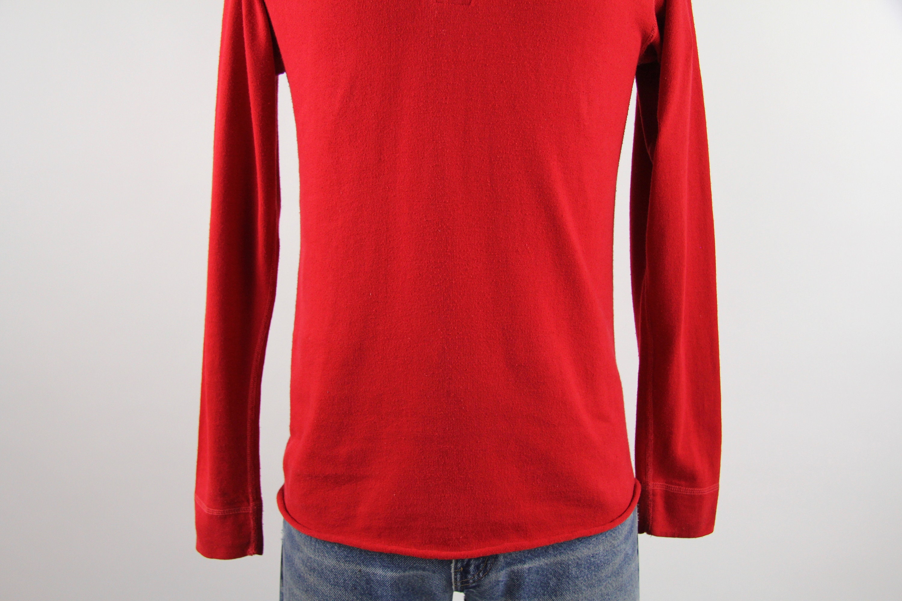 Red Henley Vintage Men's Shirt Made in USA Size Small Medium