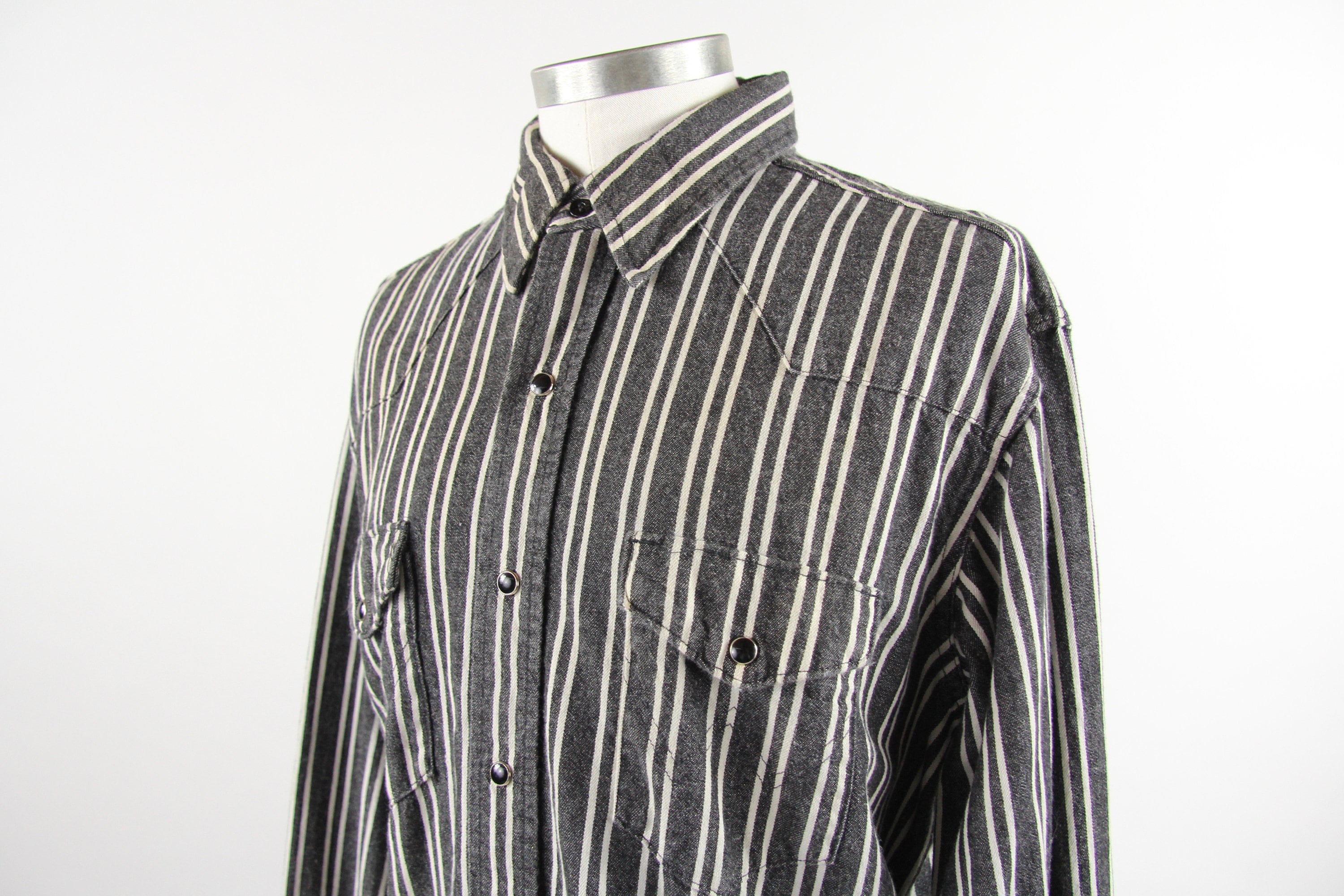 mens black and white vertical striped shirt